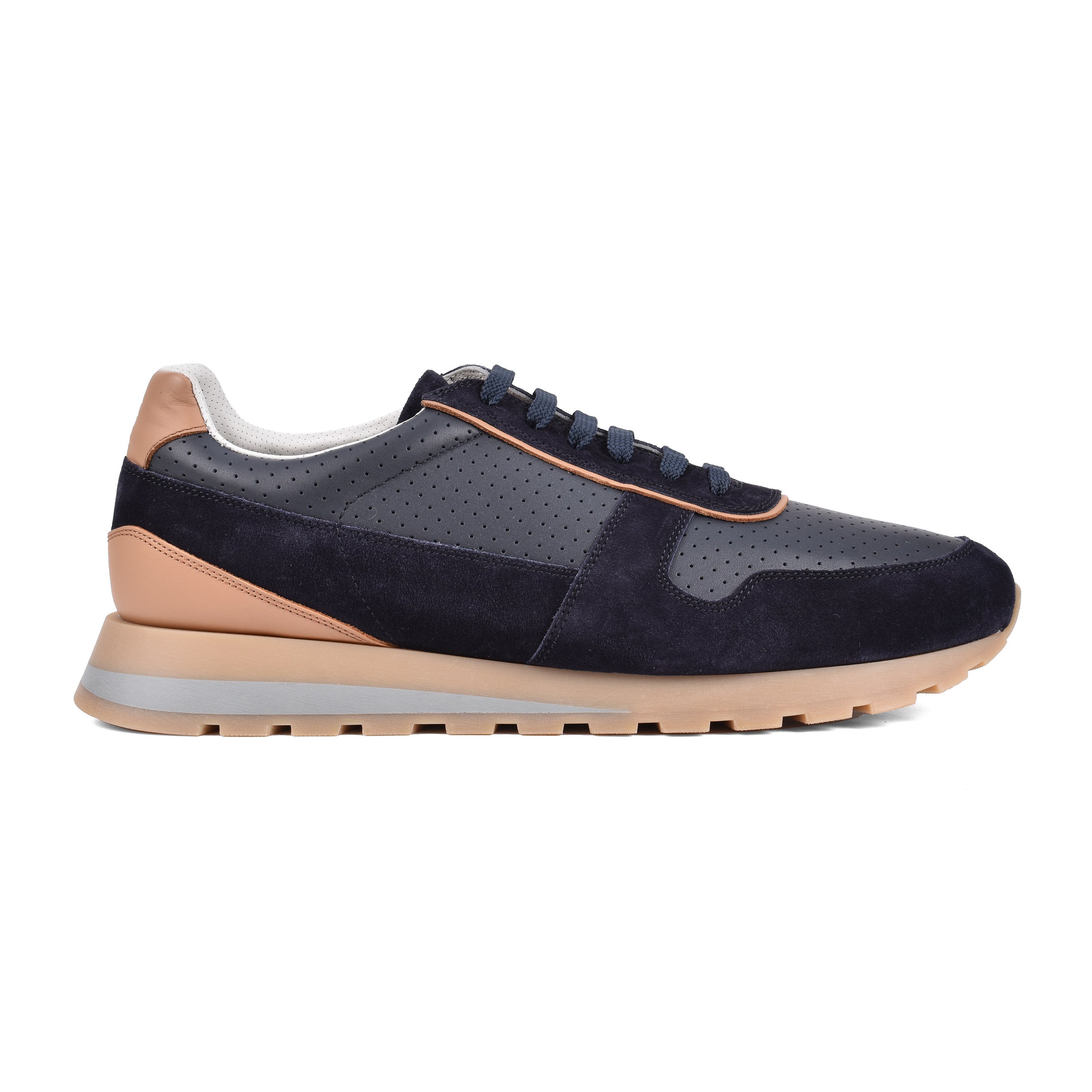 BRUNELLO CUCINELLI MEN'S 100% LEATHER TWO TONE FASHION RUNNER SNEAKERS SHOE NEW