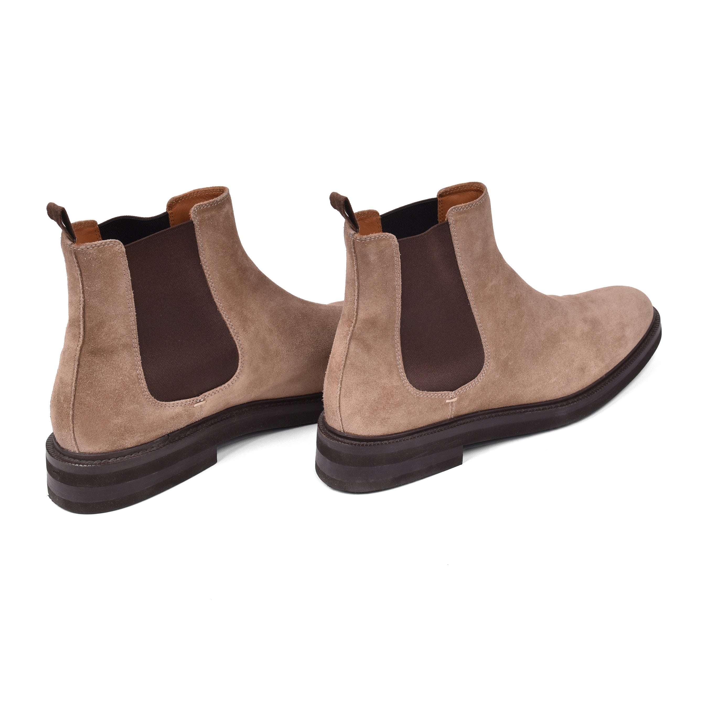 BRUNELLO CUCINELLI MEN'S 100% LEATHER TWO TONE MID CALF CHELSEA BOOTS