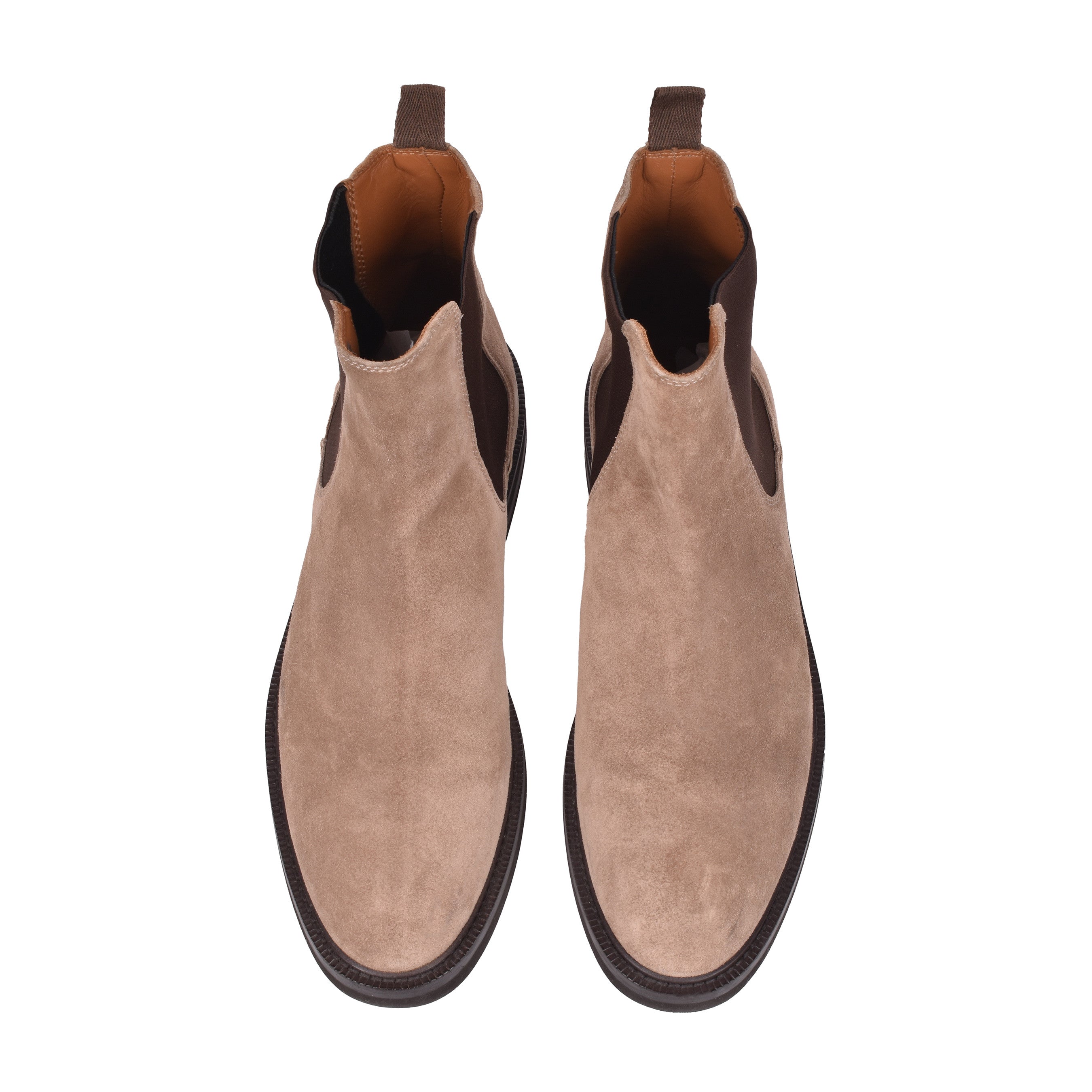 BRUNELLO CUCINELLI MEN'S 100% LEATHER TWO TONE MID CALF CHELSEA BOOTS