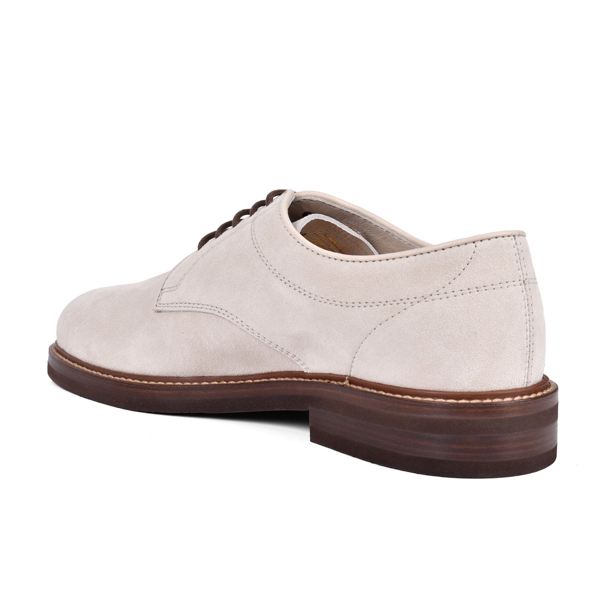 BRUNELLO CUCINELLI MEN'S LIGHT BEIGE SUEDE DERBY SHOES
