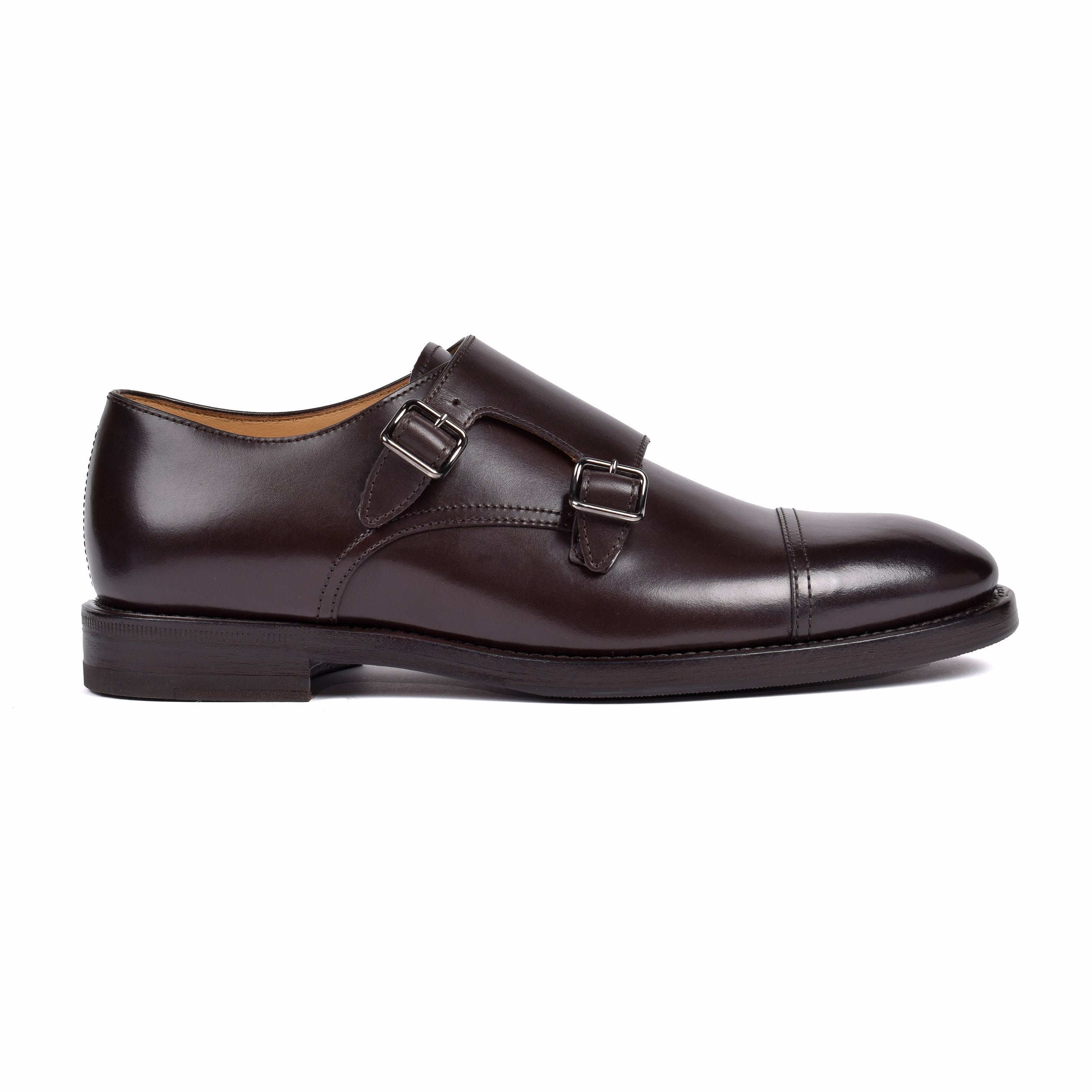 BRUNELLO CUCINELLI MEN'S DARK BROWN LEATHER MONK SHOES