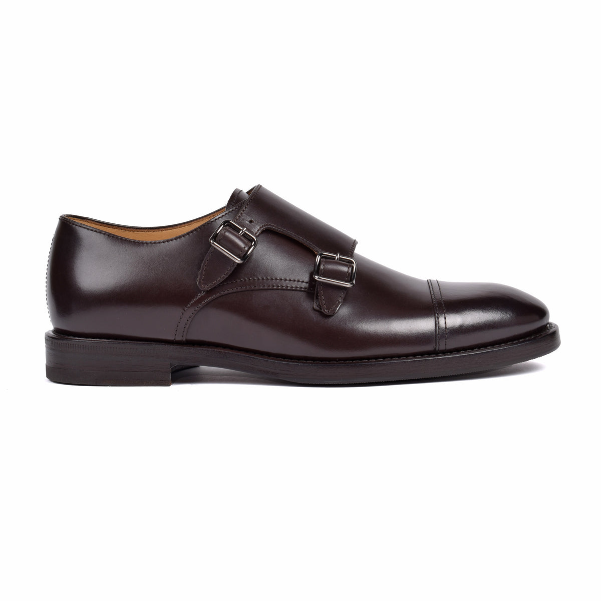 BRUNELLO CUCINELLI MEN'S DARK BROWN LEATHER MONK SHOES
