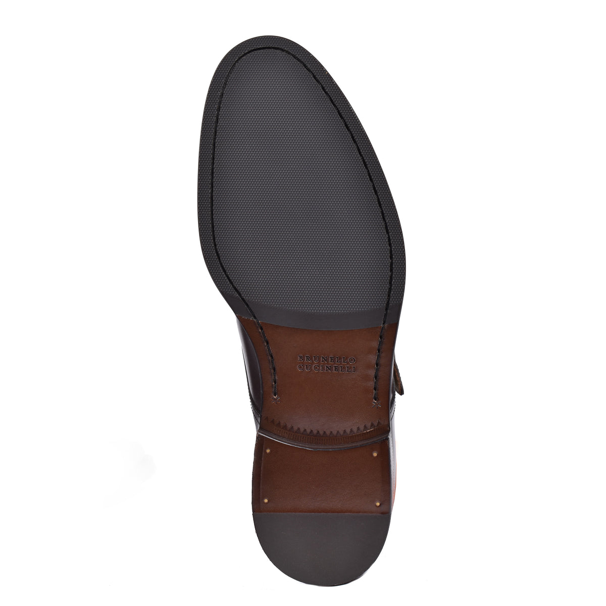 BRUNELLO CUCINELLI MEN'S DARK BROWN LEATHER MONK SHOES