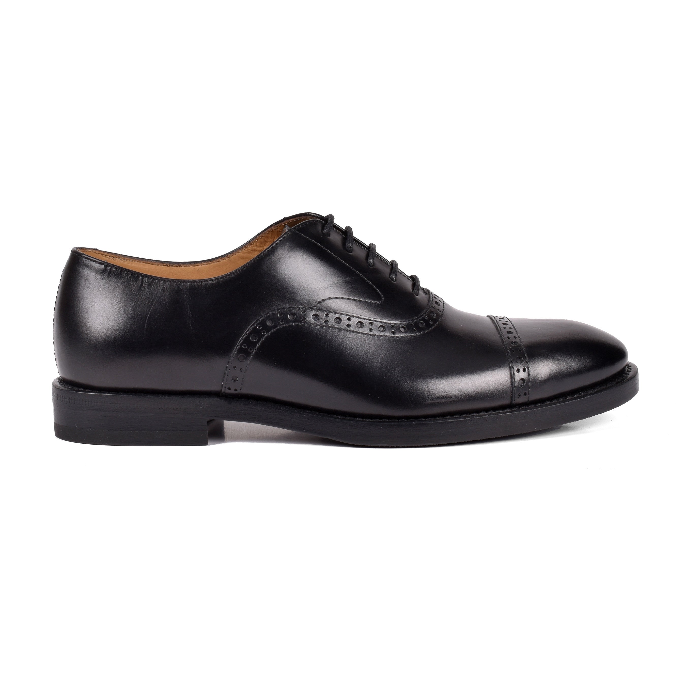 BRUNELLO CUCINELLI MEN'S BLACK LEATHER BROGUE SHOES