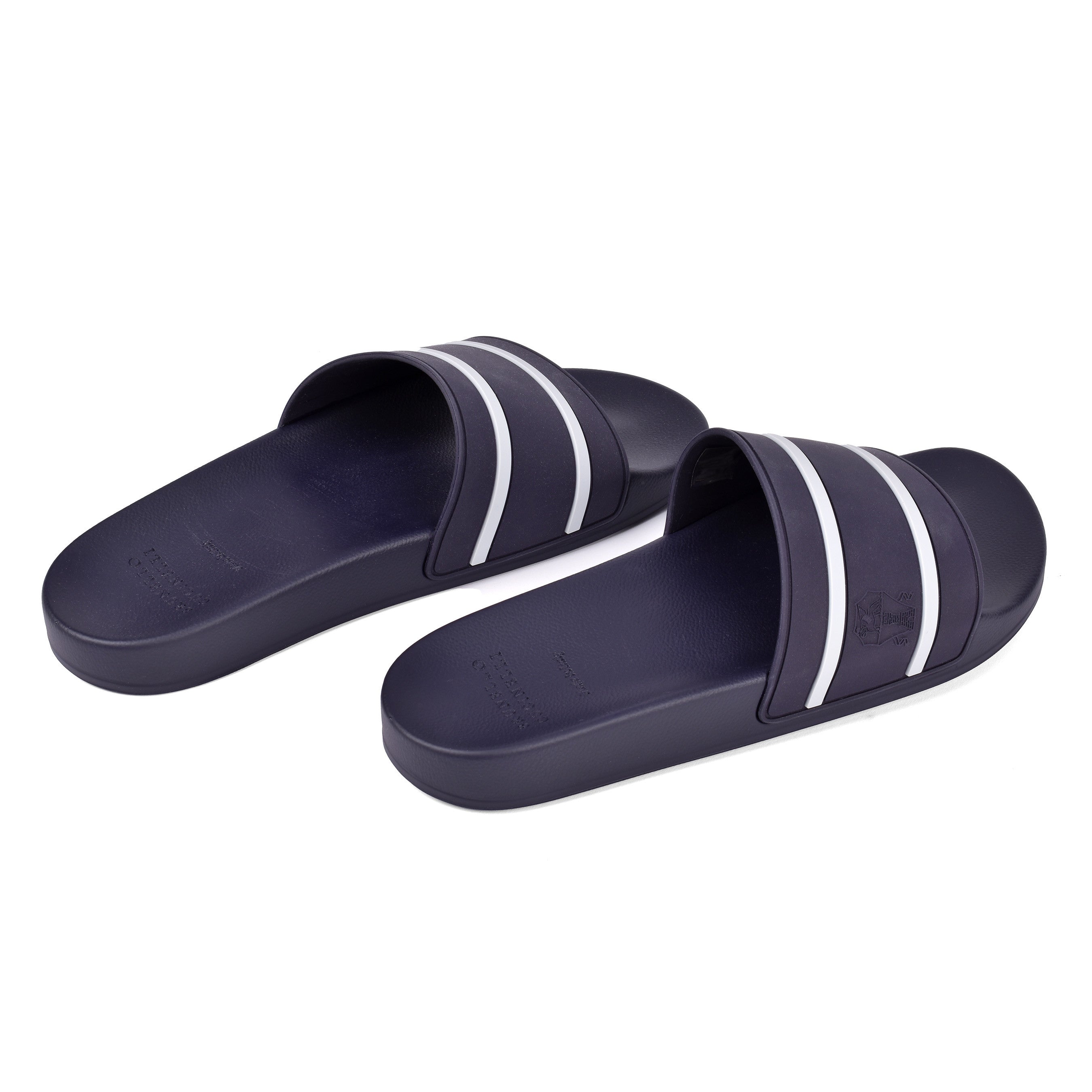 BRUNELLO CUCINELLI MEN'S TWO TONE LOGO SANDAL/SLIDES