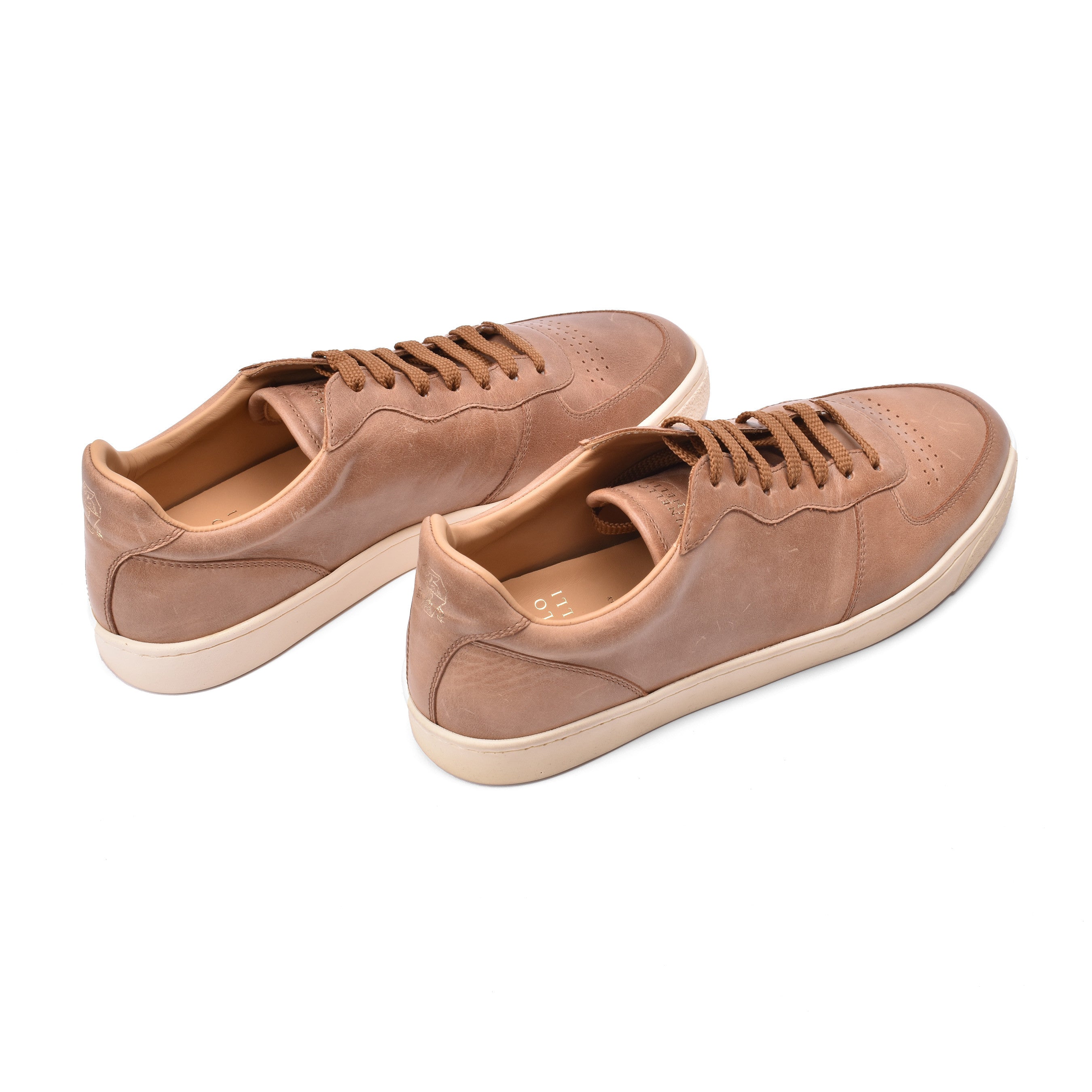 BRUNELLO CUCINELLI MEN'S 100% LEATHER LIGHT BROWN FASHION SNEAKER SHOES