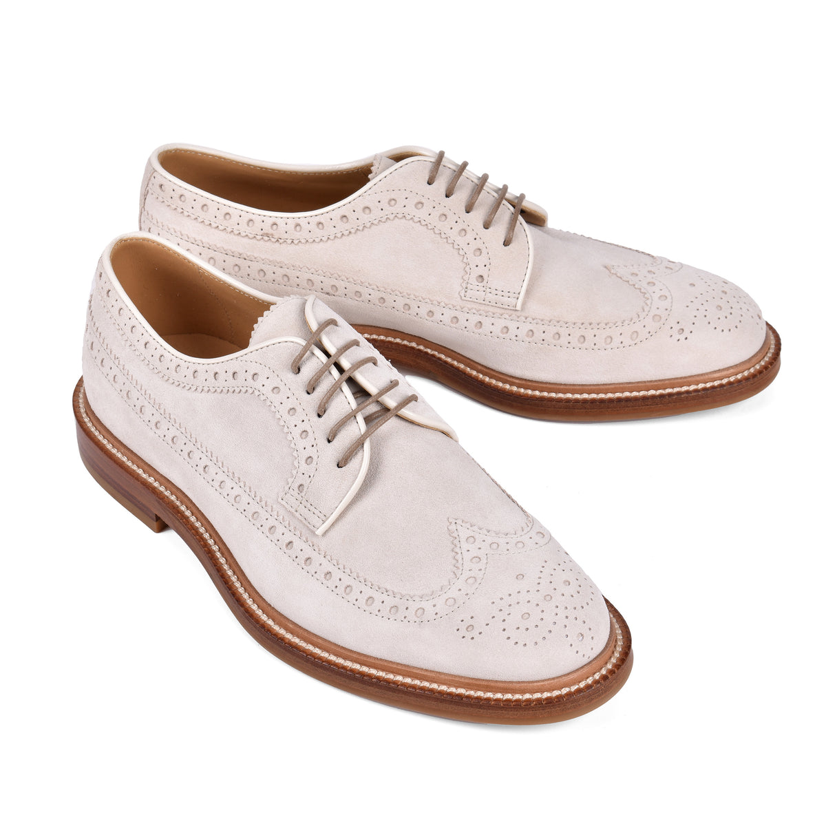 BRUNELLO CUCINELLI MEN'S 100% SUEDE OXFORD STYLE WING TIP SHOES NWT
