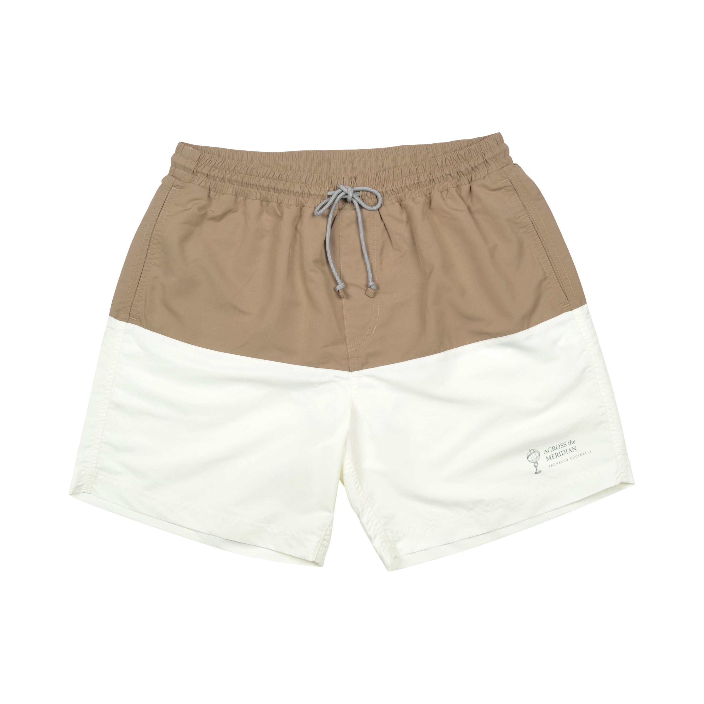 BRUNELLO CUCINELLI MEN'S TOBACCO TWO-TONE SWIM SHORTS