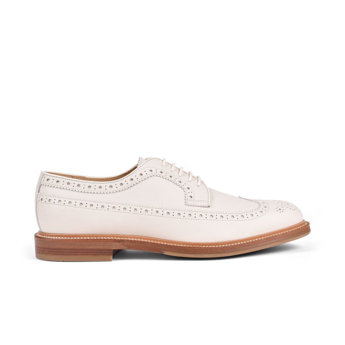 BRUNELLO CUCINELLI MEN'S MILK LEATHER BROGUE LACE UP SHOES