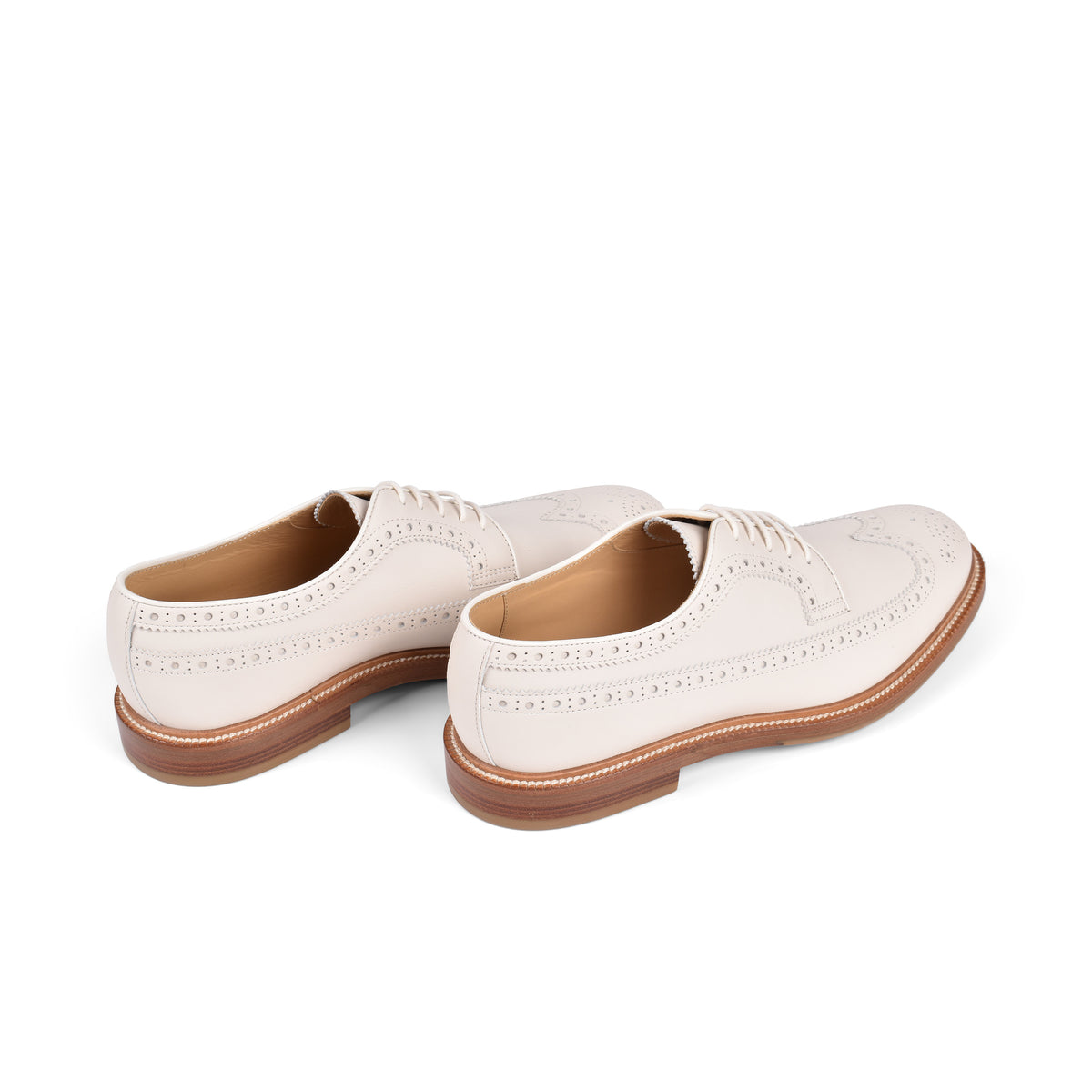 BRUNELLO CUCINELLI MEN'S MILK LEATHER BROGUE LACE UP SHOES