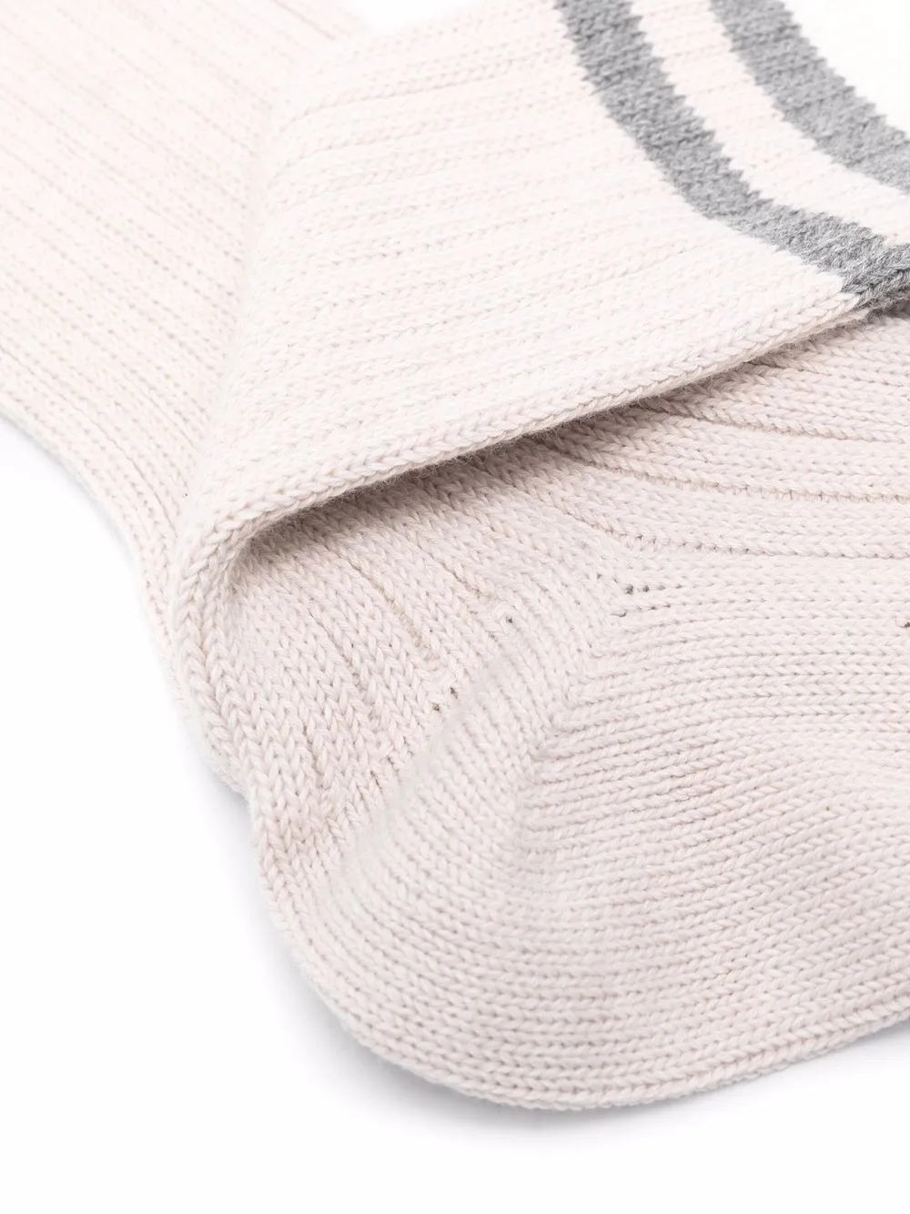 BRUNELLO CUCINELLI MEN'S OATMEAL GREY RIBBED SOCKS