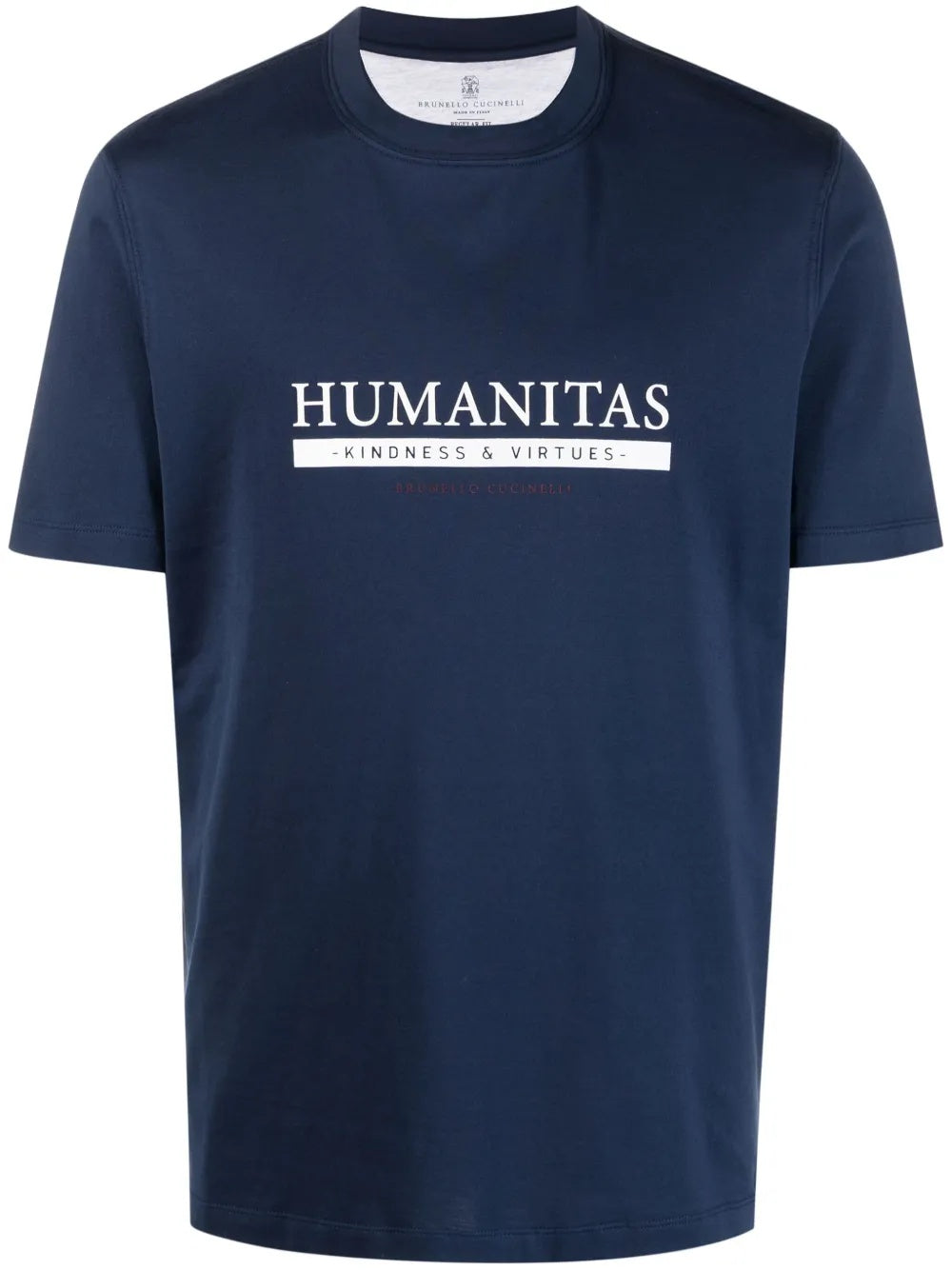 BRUNELLO CUCINELLI MEN'S NAVY COTTON GRAPHIC T SHIRT