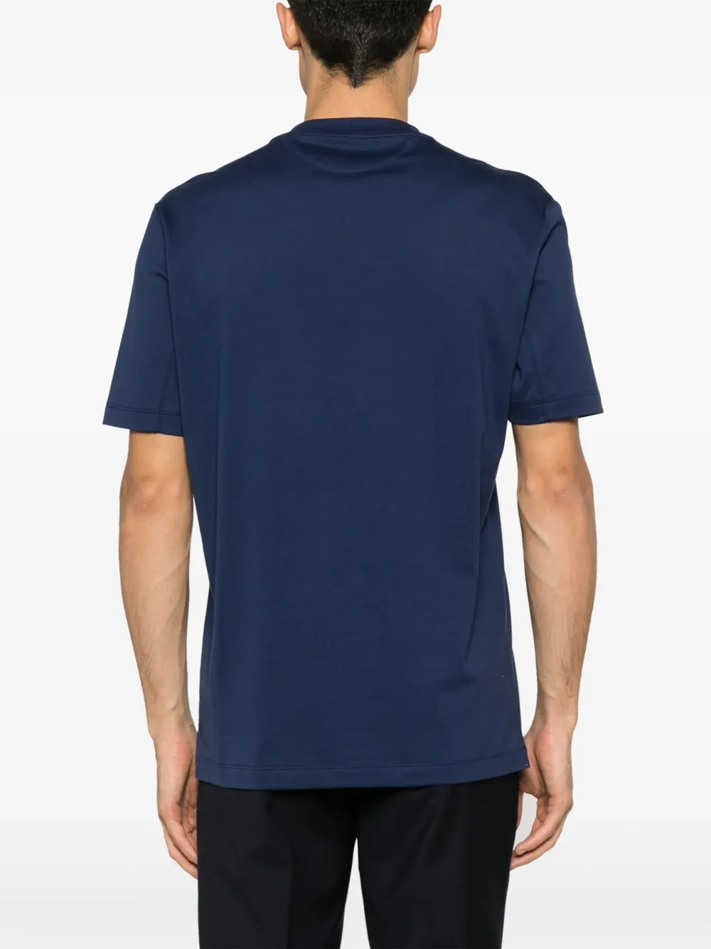 BRUNELLO CUCINELLI MEN'S NAVY COTTON GRAPHIC T SHIRT