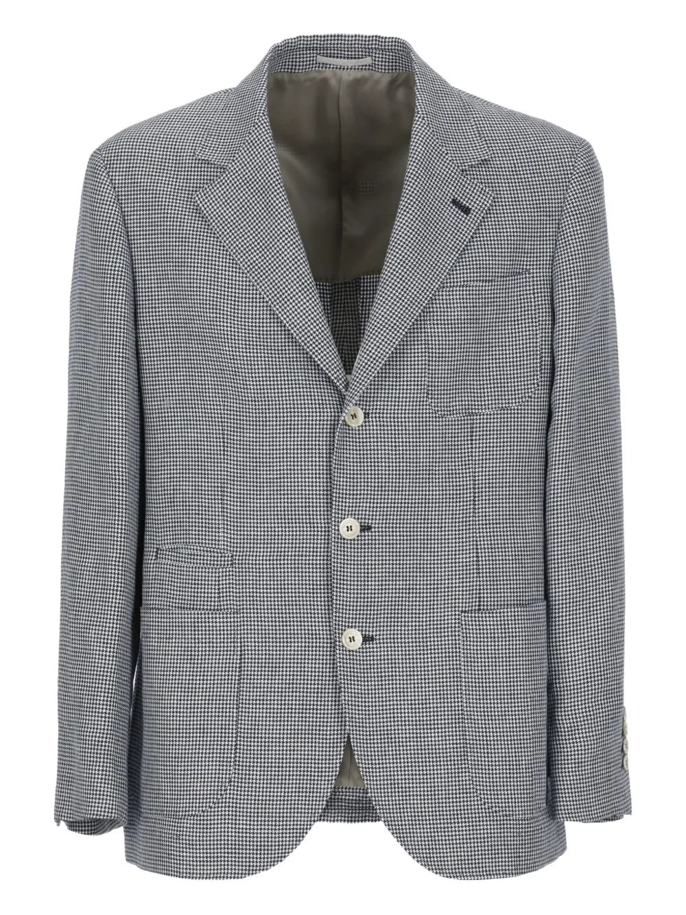 BRUNELLO CUCINELLI MEN'S GRAY LINEN CHECK BLAZER