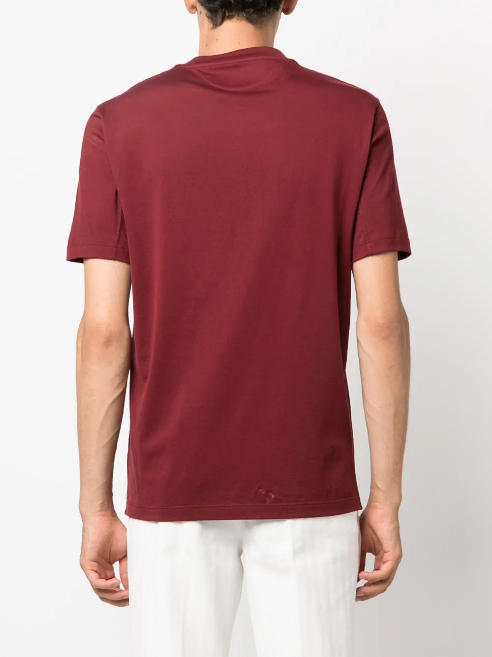 BRUNELLO CUCINELLI MEN'S MAROON GRAPHIC PRINT T-SHIRT