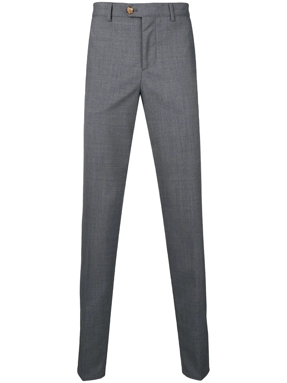 BRUNELLO CUCINELLI MEN'S GRAY TAILORED TROUSERS WITH BUTTON DETAIL