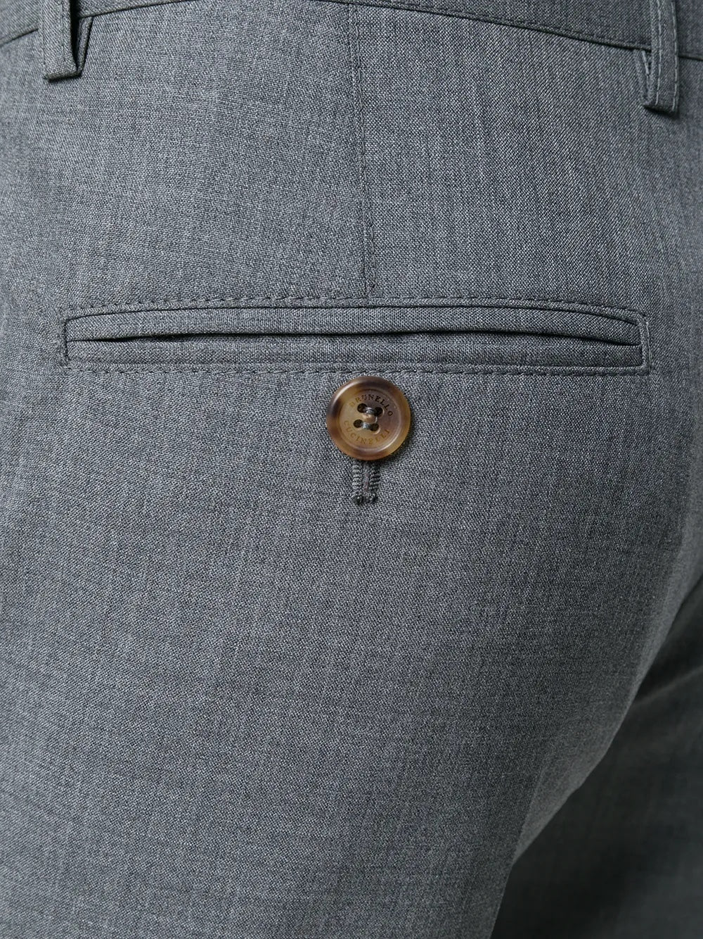 BRUNELLO CUCINELLI MEN'S GRAY TAILORED TROUSERS WITH BUTTON DETAIL