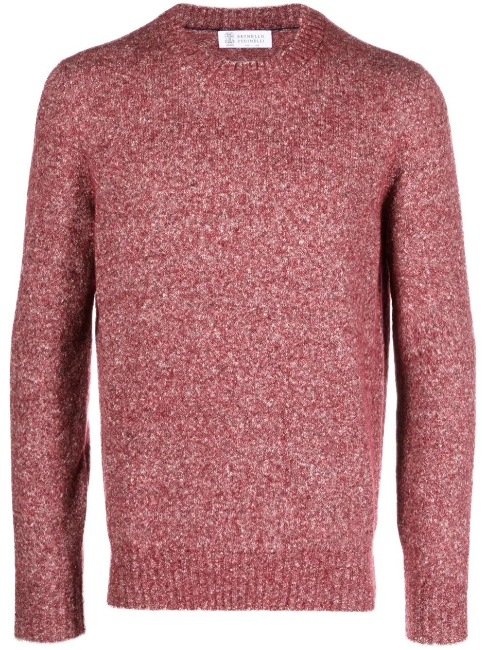 BRUNELLO CUCINELLI MEN'S RED TEXTURED KNIT SWEATER