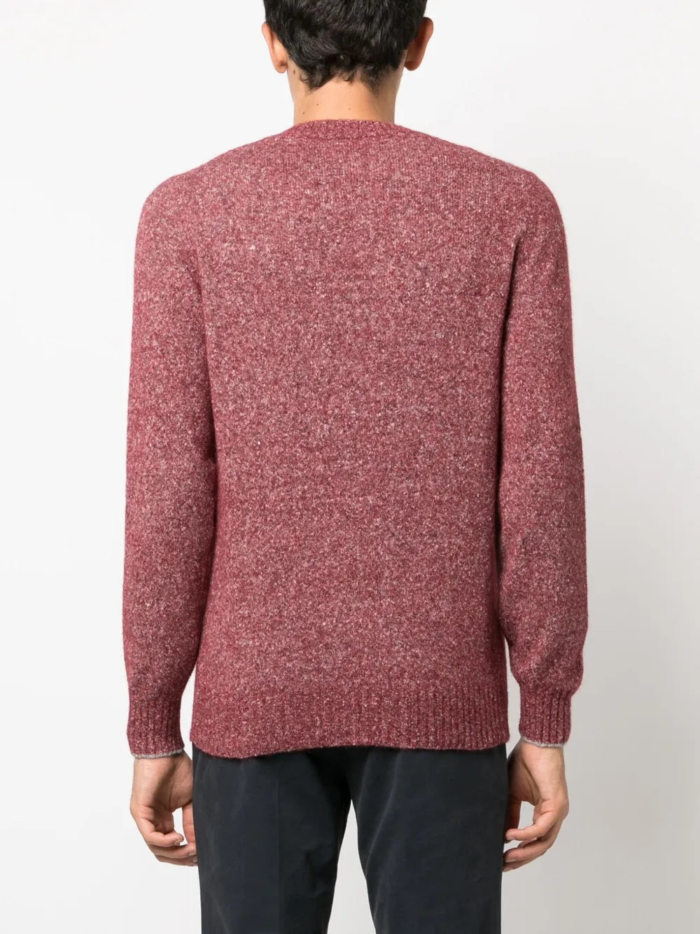BRUNELLO CUCINELLI MEN'S RED TEXTURED KNIT SWEATER