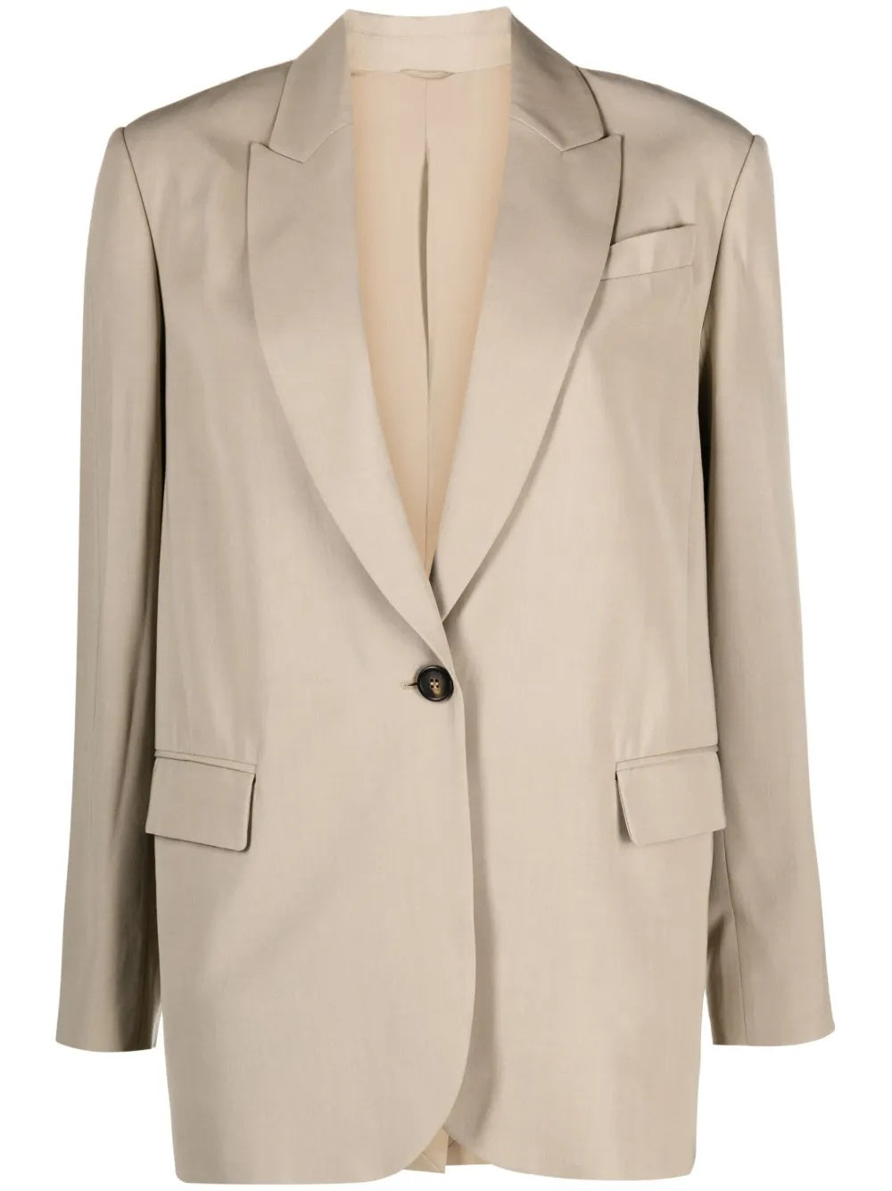 BRUNELLO CUCINELLI WOMEN'S BEIGE SINGLE BUTTON BLAZER