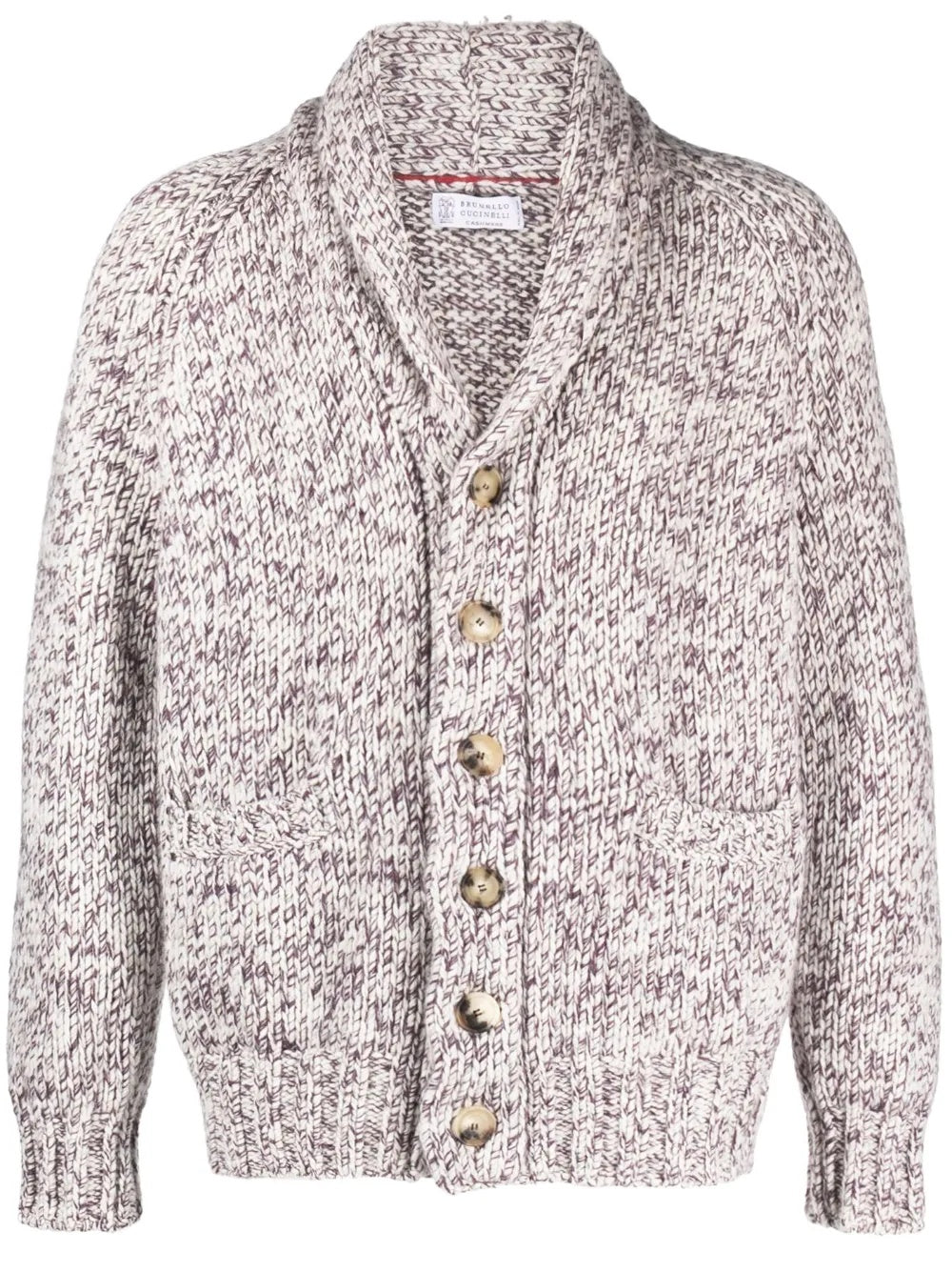 BRUNELLO CUCINELLI MEN'S MARLED SHAWL COLLAR KNIT CARDIGAN