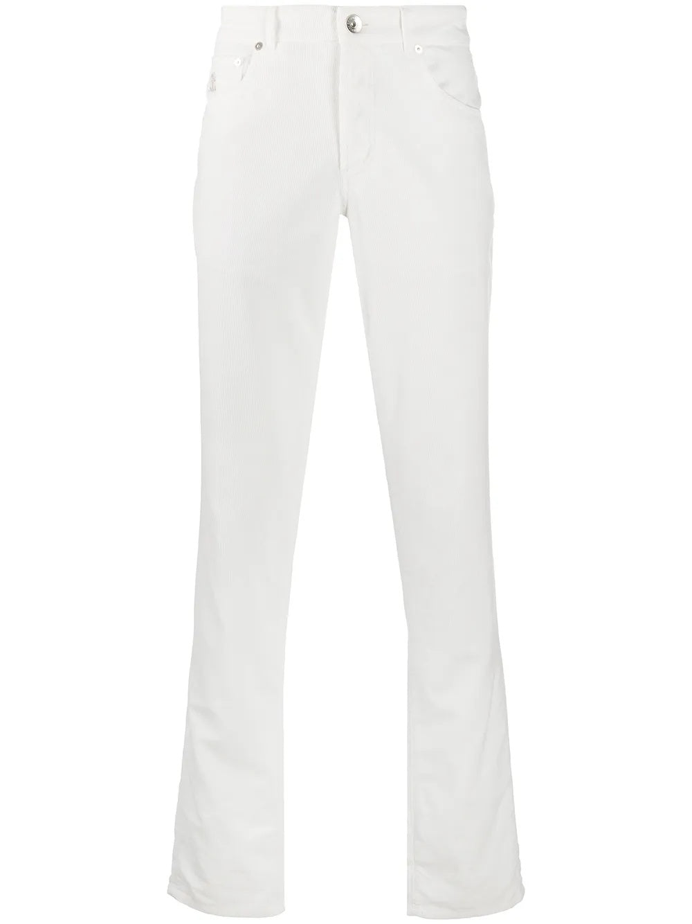 BRUNELLO CUCINELLI MEN'S WHITE STRAIGHT-LEG TROUSERS