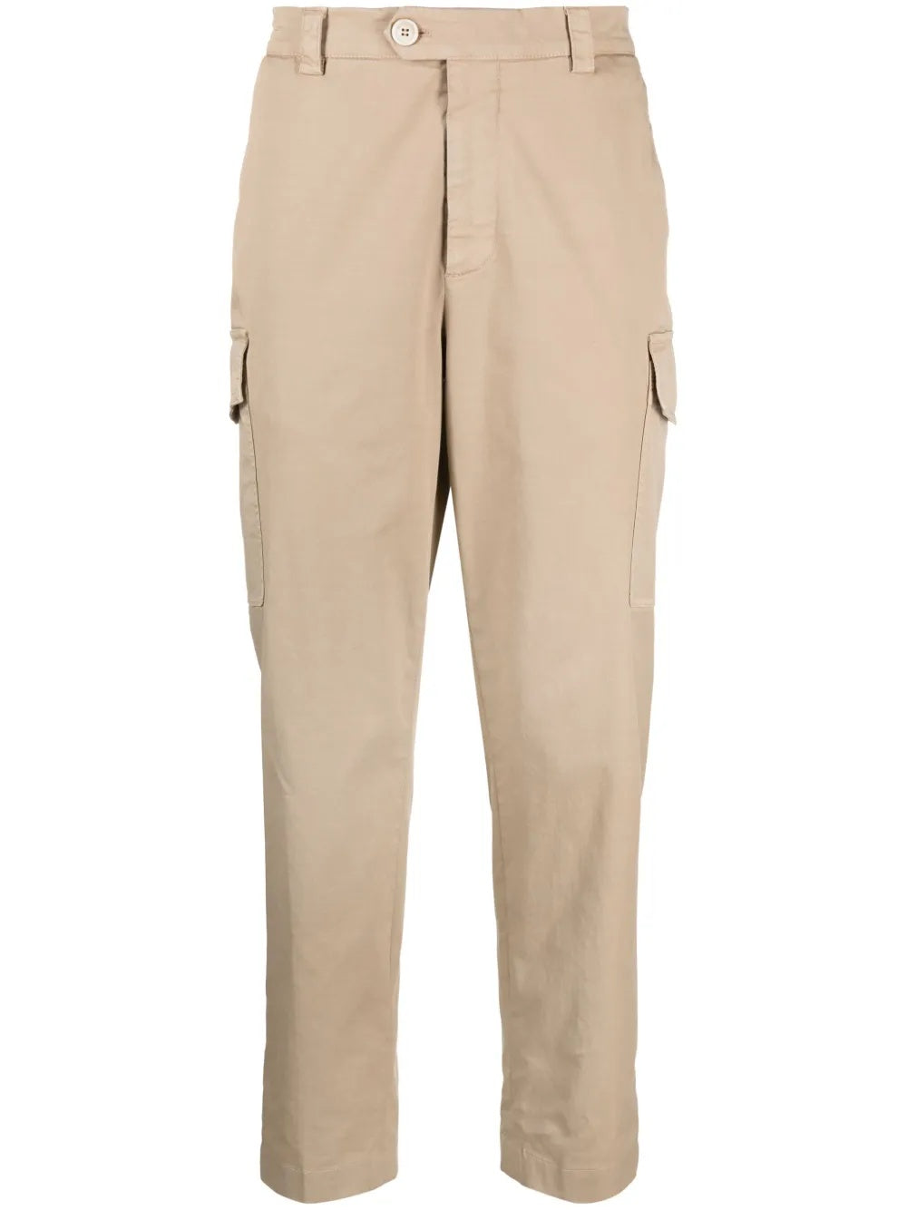 BRUNELLO CUCINELLI MEN'S BEIGE CARGO STYLE COTTON TROUSERS