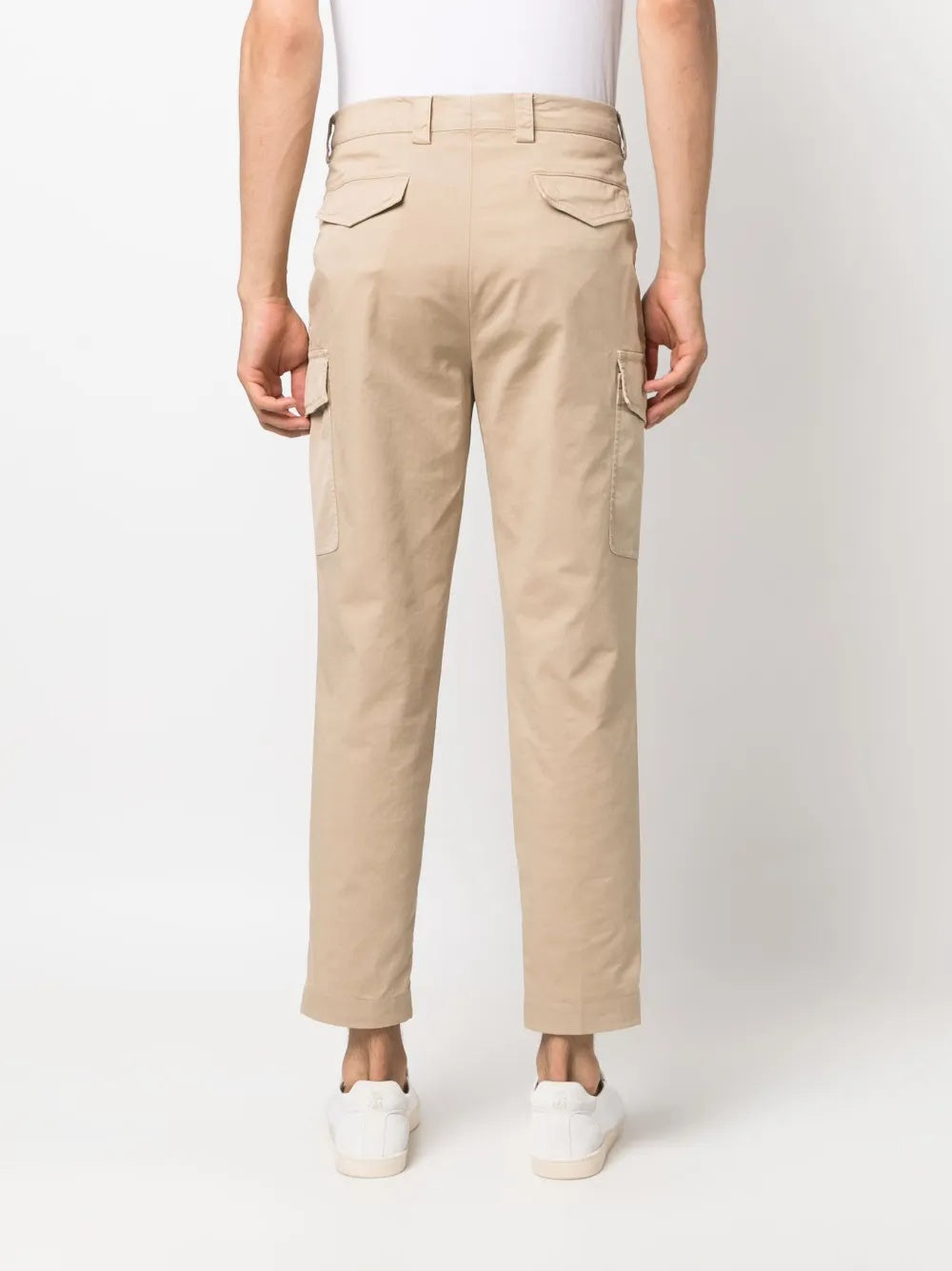 BRUNELLO CUCINELLI MEN'S BEIGE CARGO STYLE COTTON TROUSERS