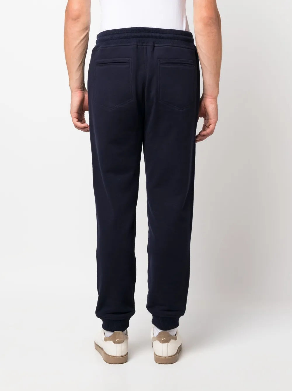 BRUNELLO CUCINELLI MEN'S NAVY KNIT DRAWSTRING TROUSERS