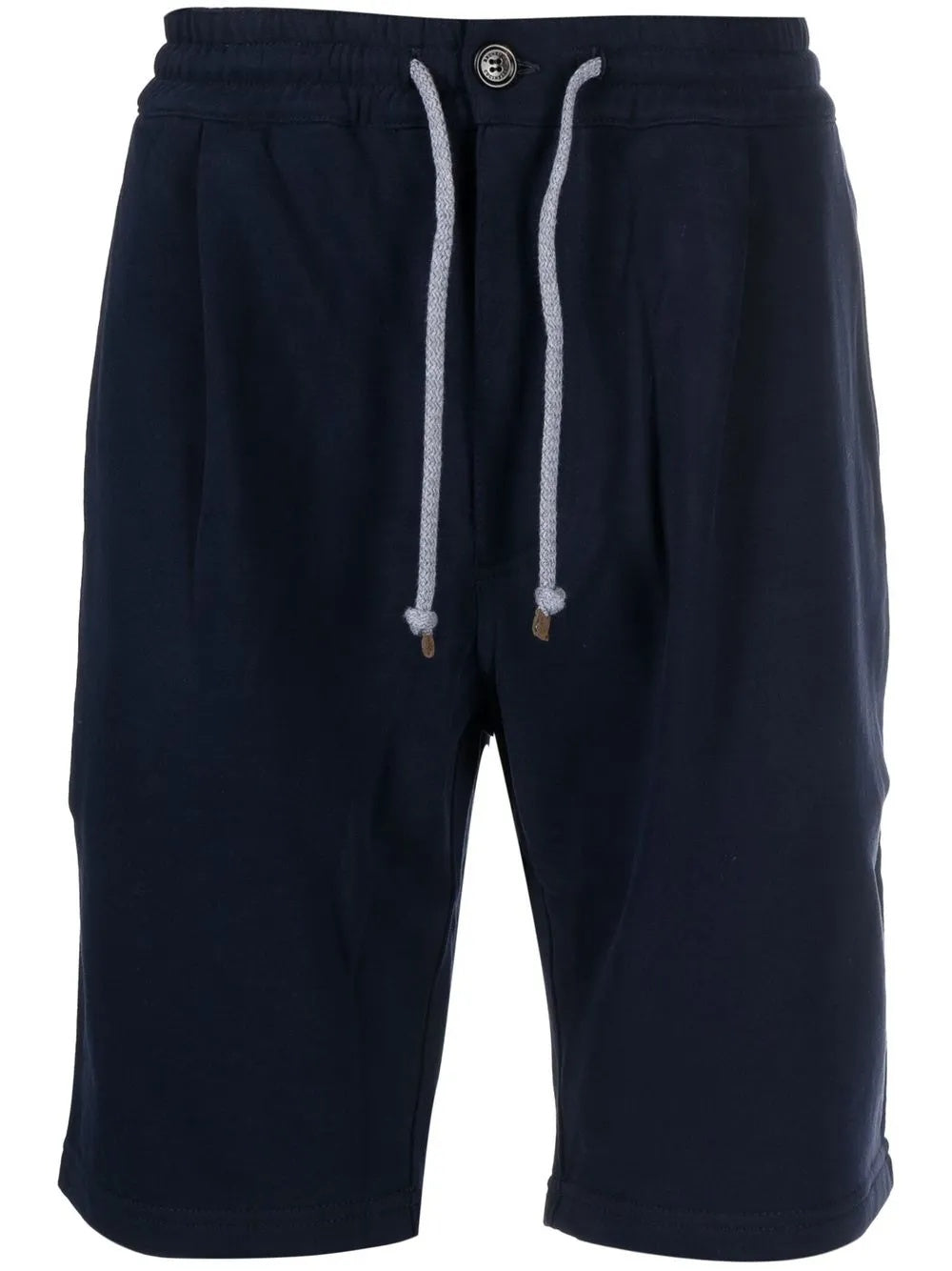 BRUNELLO CUCINELLI MEN'S NAVY DRAWSTRING TAILORED SHORTS
