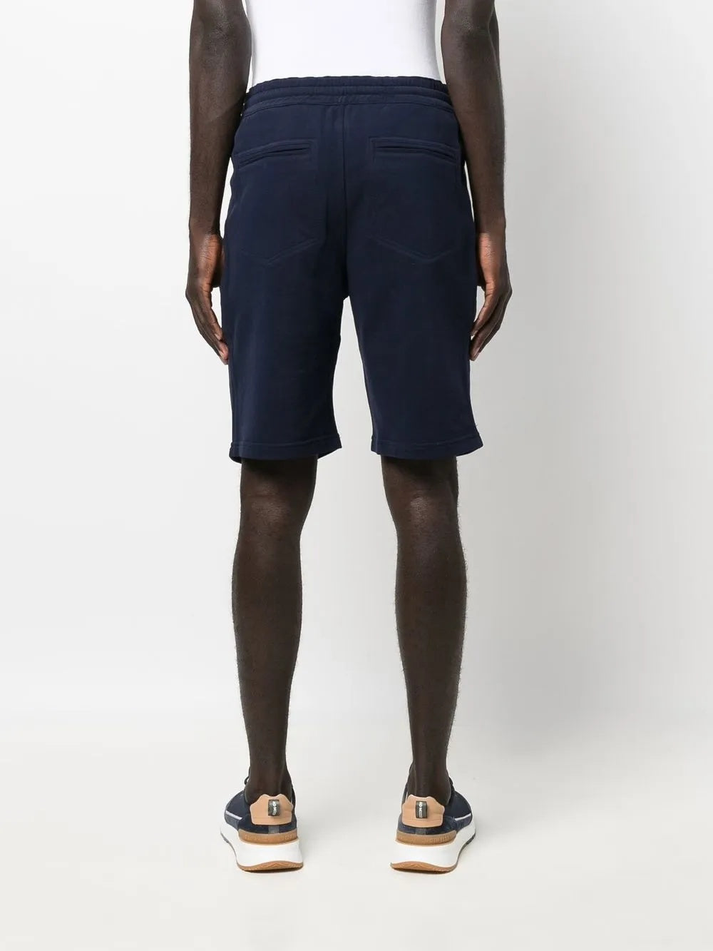 BRUNELLO CUCINELLI MEN'S NAVY DRAWSTRING TAILORED SHORTS
