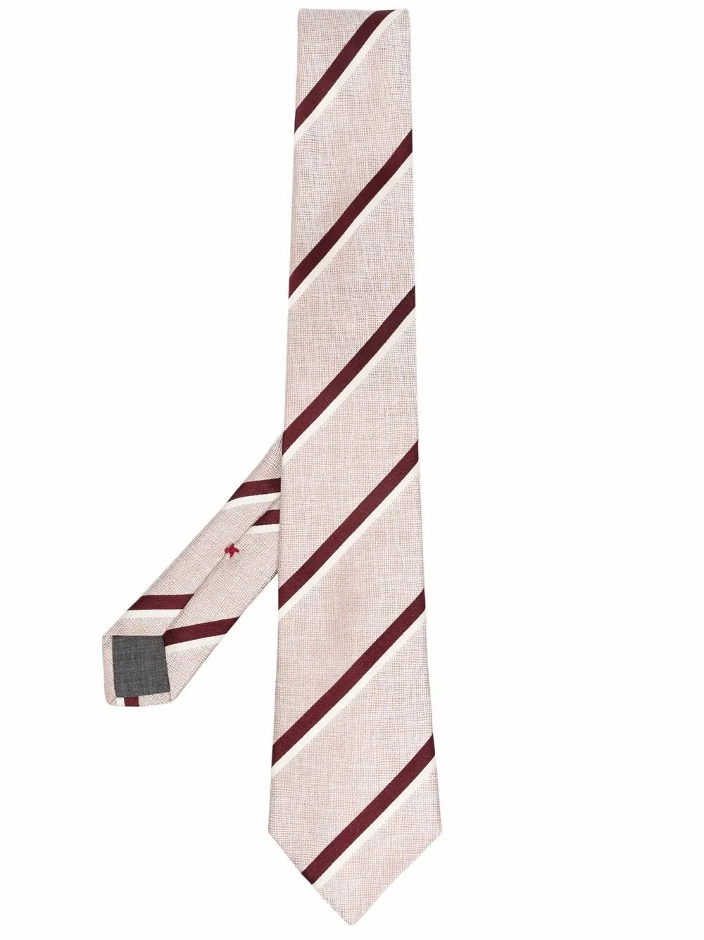 BRUNELLO CUCINELLI MEN'S BEIGE STRIPED SILK TIE