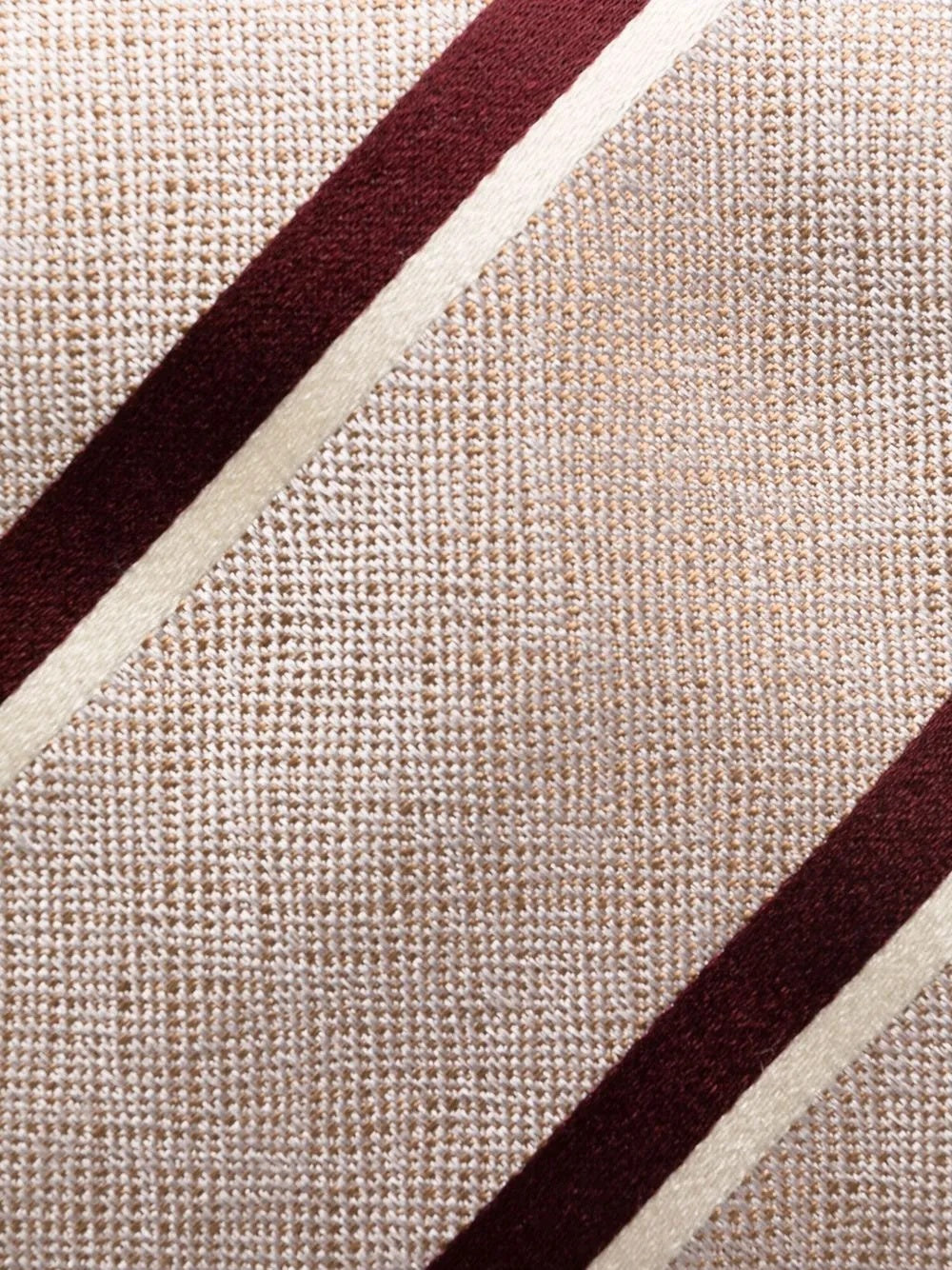 BRUNELLO CUCINELLI MEN'S BEIGE STRIPED SILK TIE