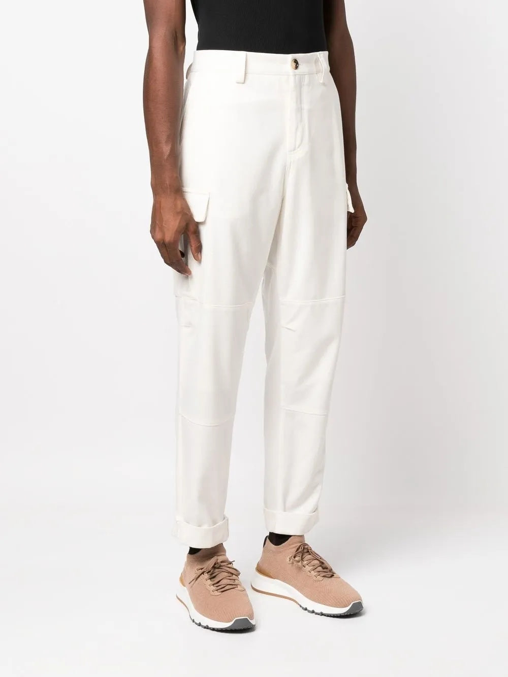 BRUNELLO CUCINELLI MEN'S CREAM RELAXED CARGO TROUSERS