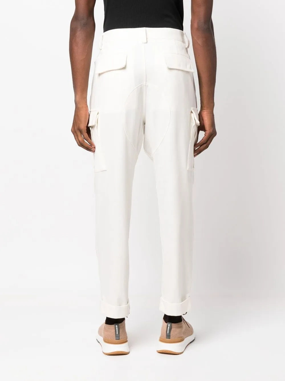 BRUNELLO CUCINELLI MEN'S CREAM RELAXED CARGO TROUSERS