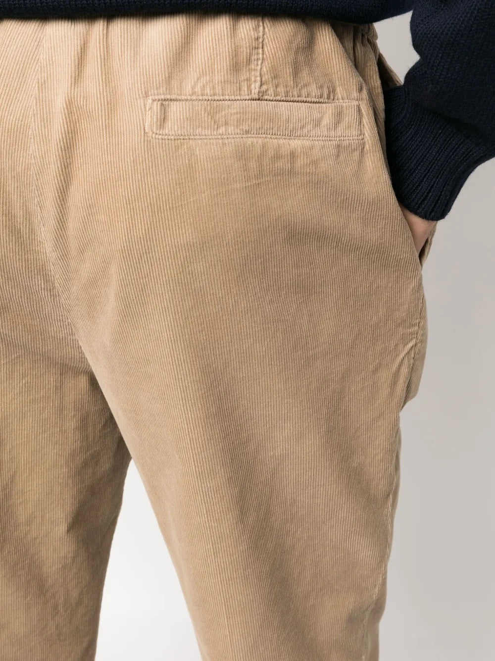 BRUNELLO CUCINELLI MEN'S BEIGE DRAWSTRING CORDUROY TROUSERS