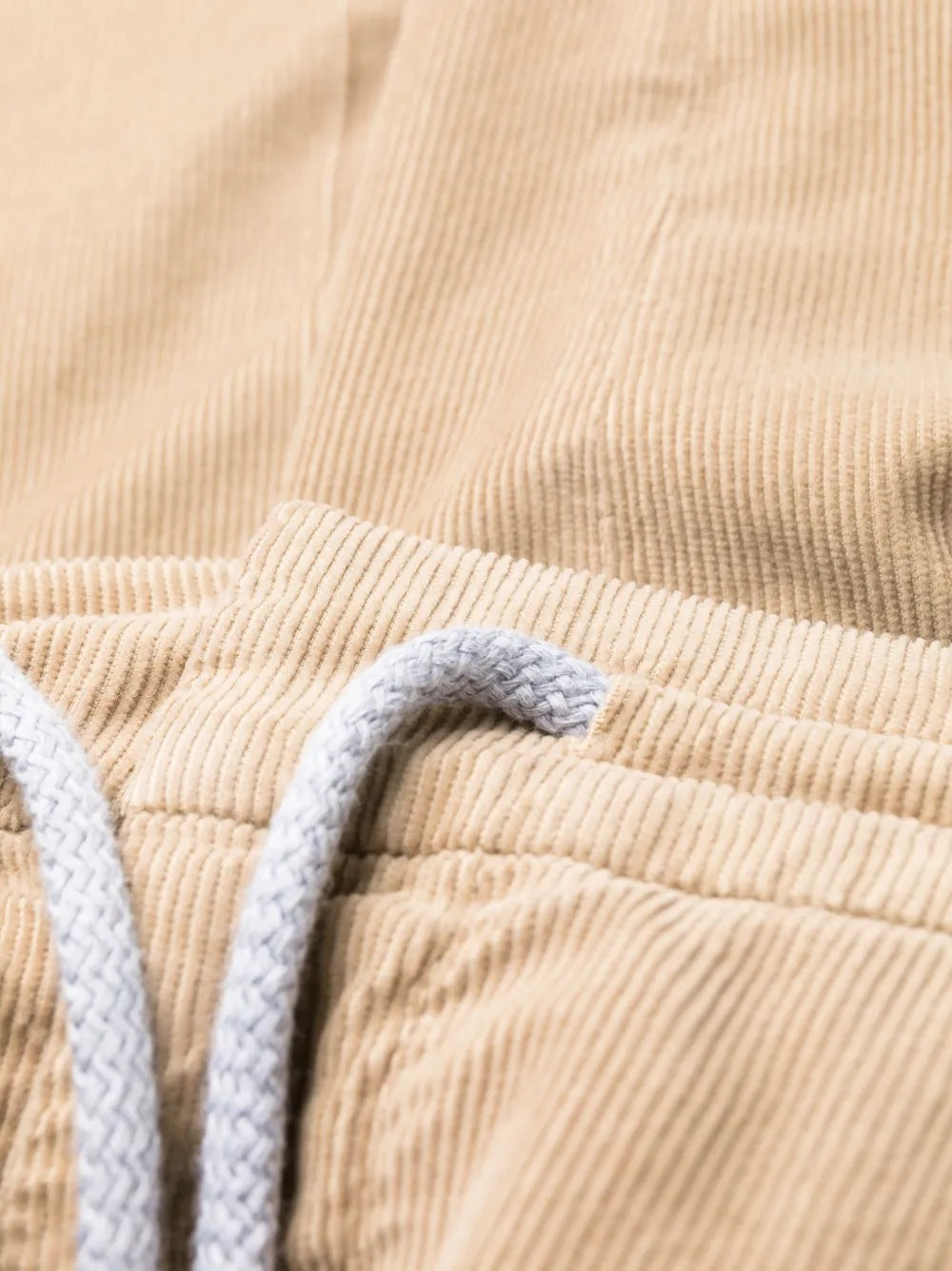 BRUNELLO CUCINELLI MEN'S BEIGE DRAWSTRING CORDUROY TROUSERS