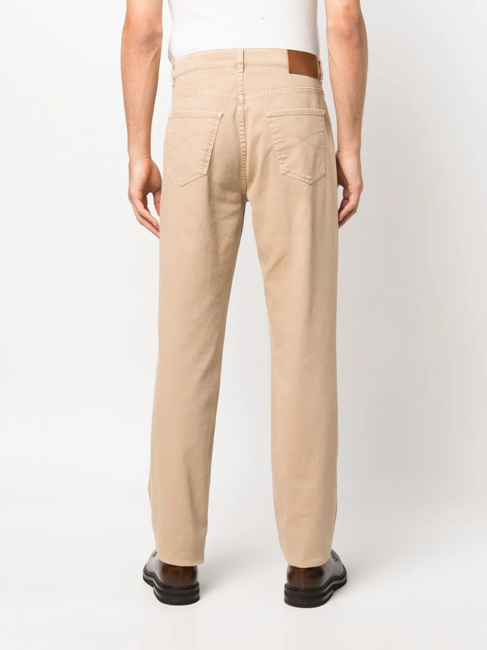 BRUNELLO CUCINELLI MEN'S BEIGE STRAIGHT-LEG TROUSERS
