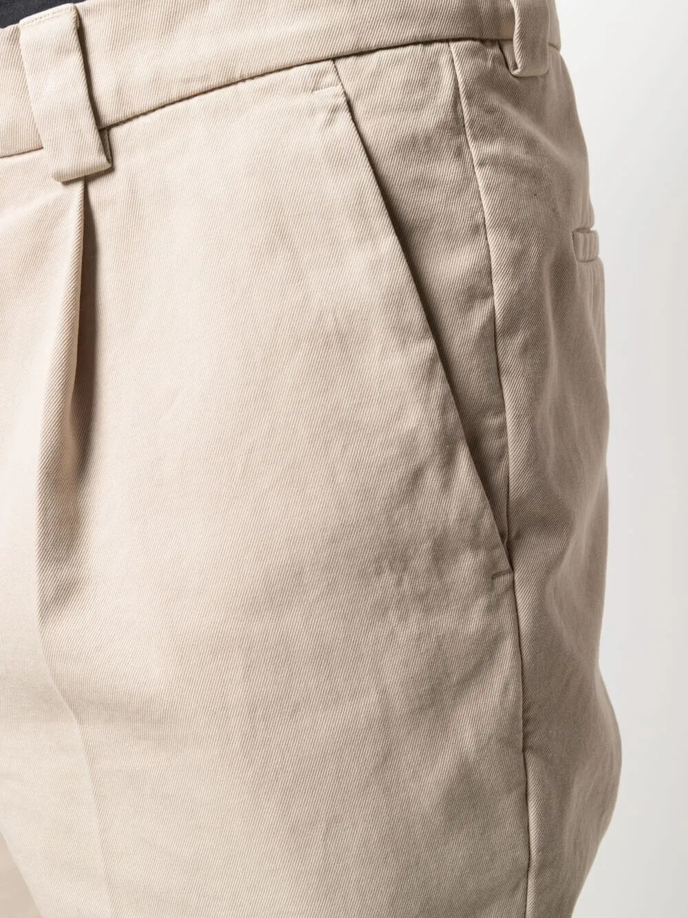 BRUNELLO CUCINELLI MEN'S BEIGE TAILORED TROUSERS WITH CUFFS
