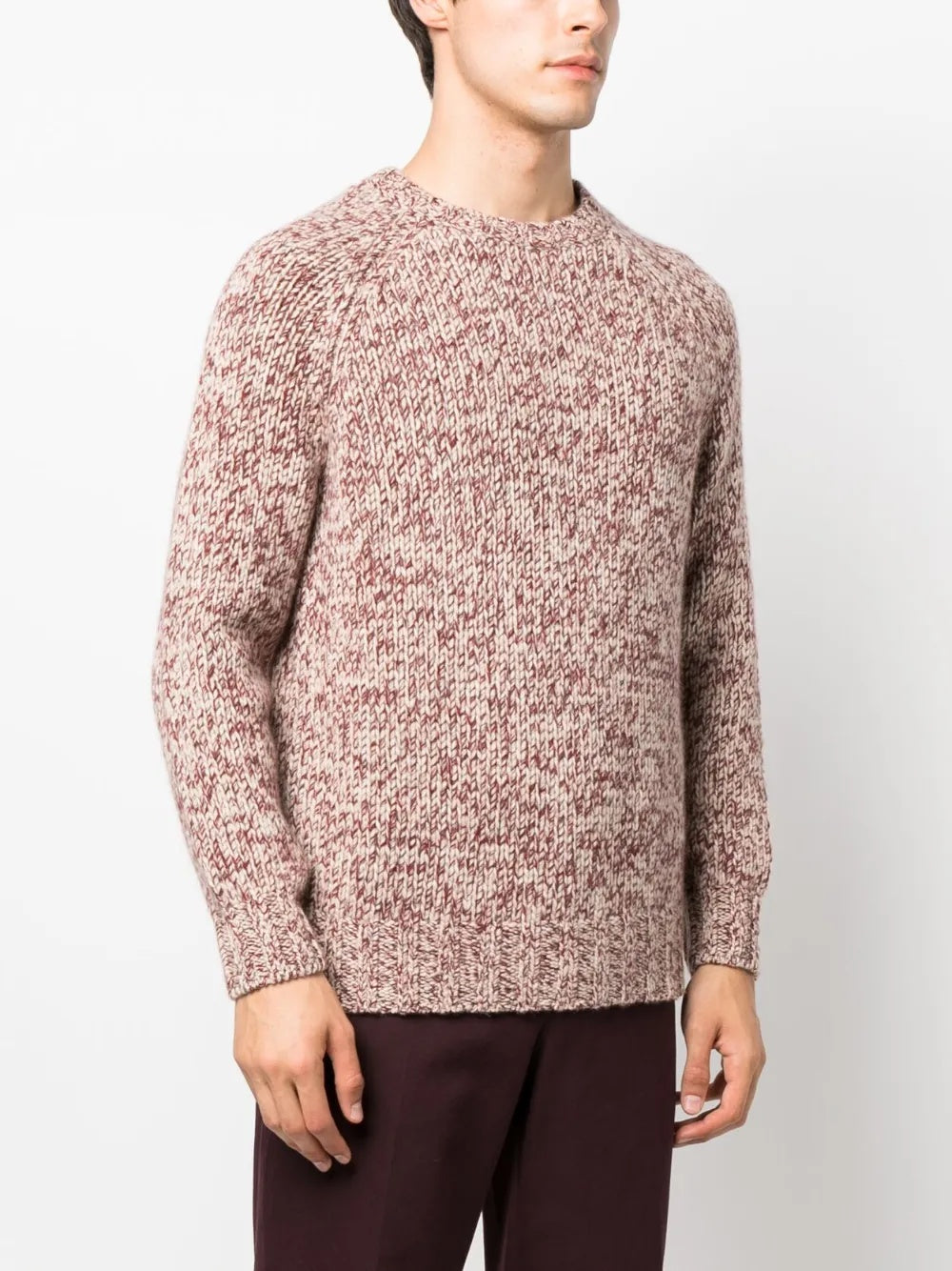 BRUNELLO CUCINELLI MEN'S RED WOOL SILK SWEATER