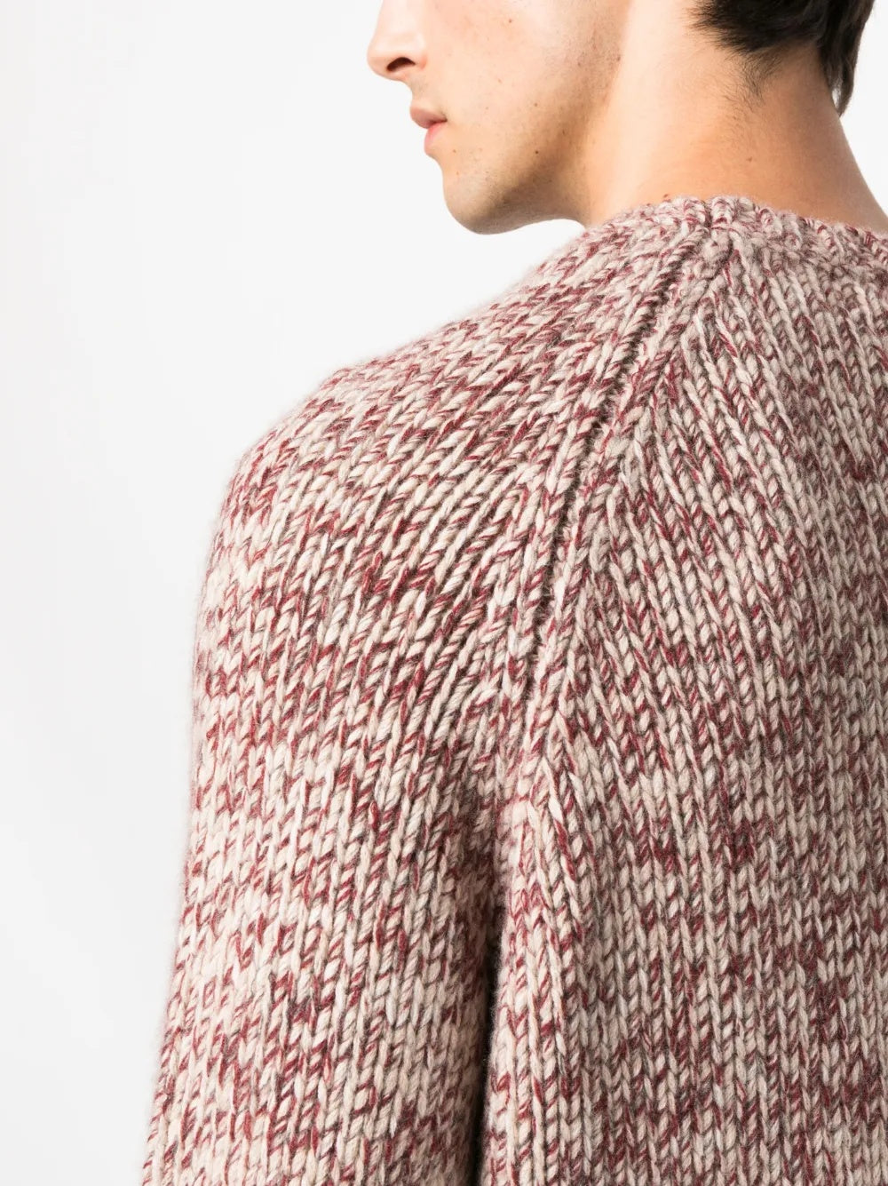 BRUNELLO CUCINELLI MEN'S RED WOOL SILK SWEATER