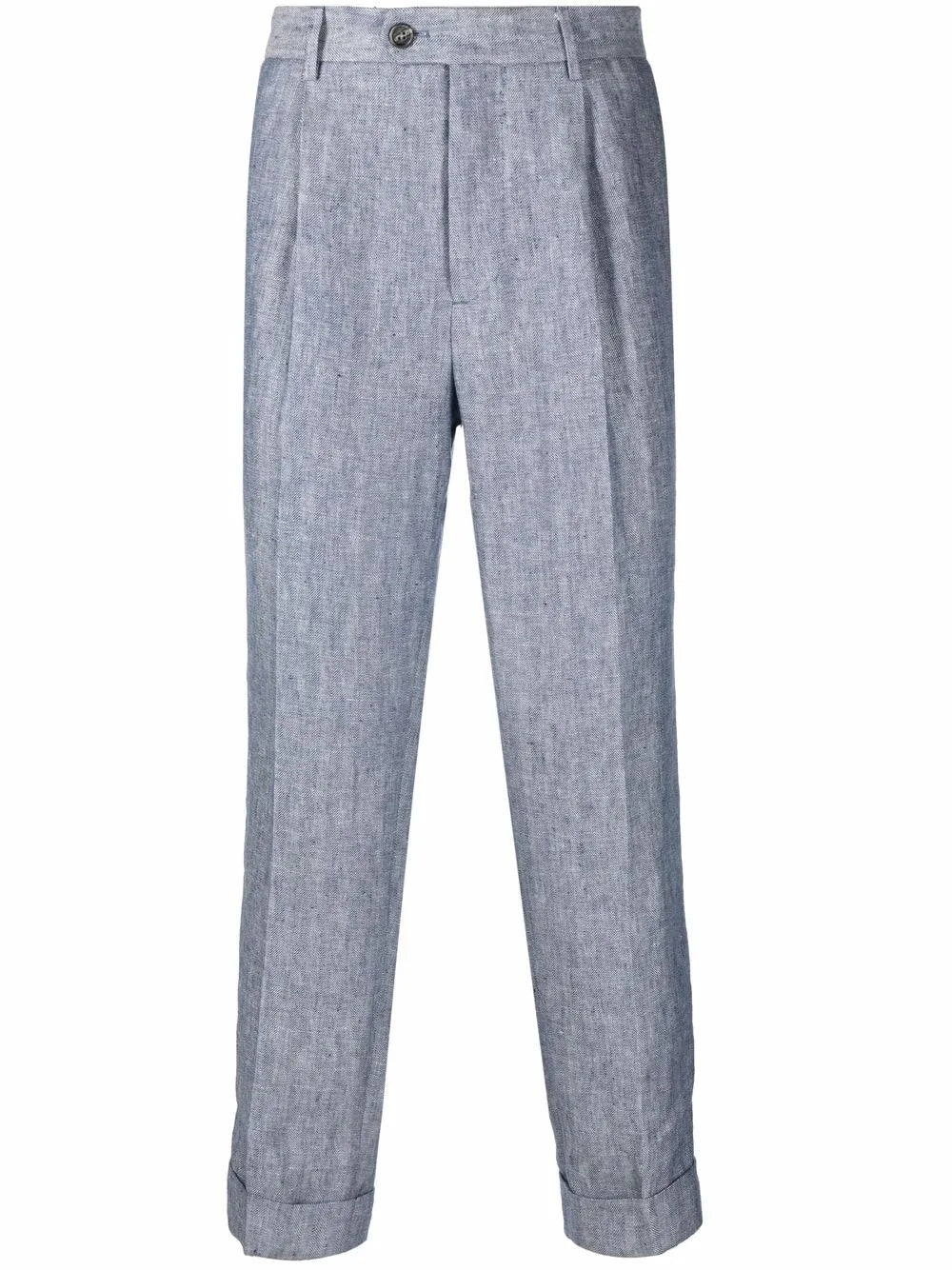 BRUNELLO CUCINELLI MEN'S LIGHT GREY PLEATED TROUSERS