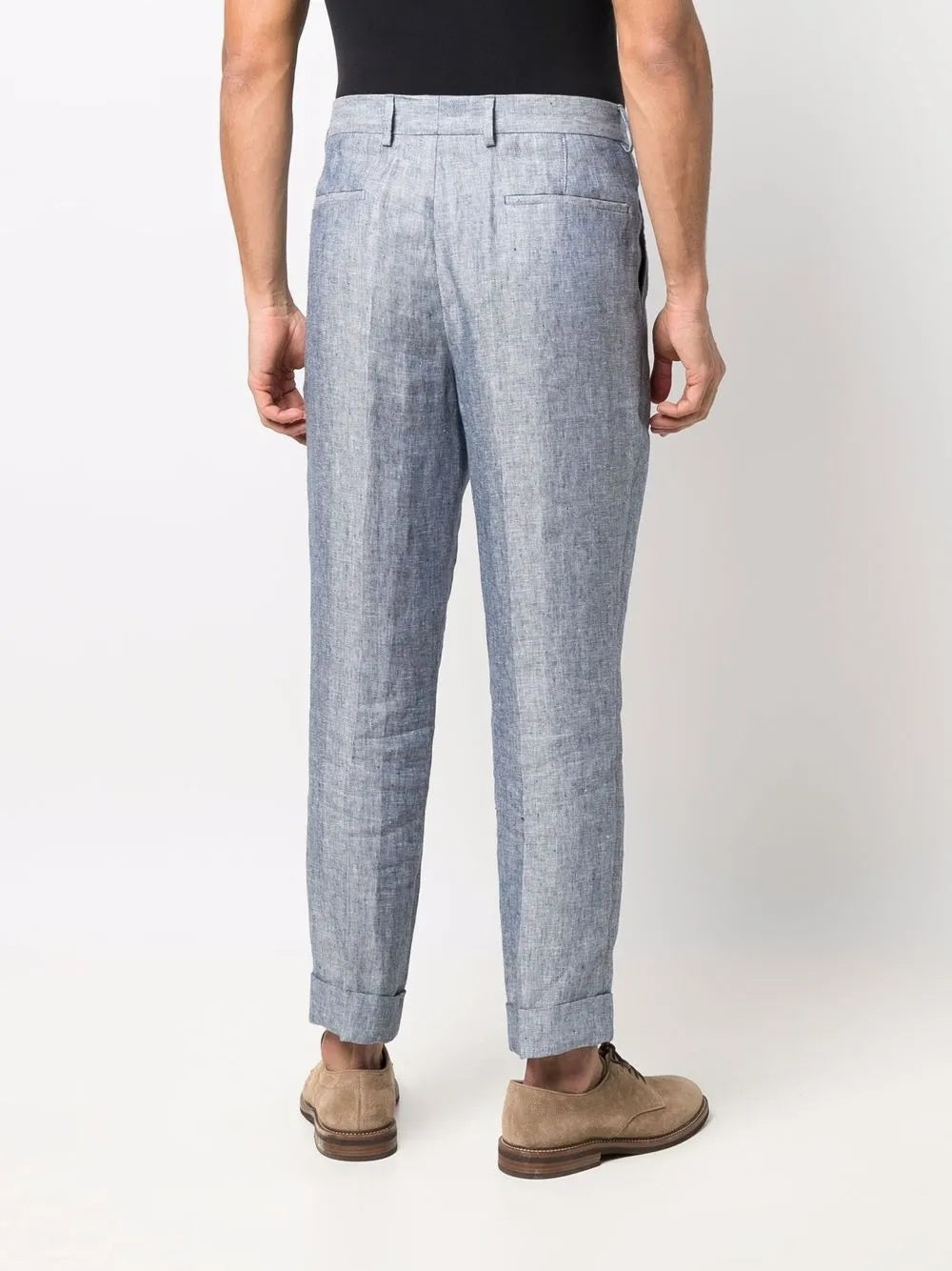 BRUNELLO CUCINELLI MEN'S LIGHT GREY PLEATED TROUSERS
