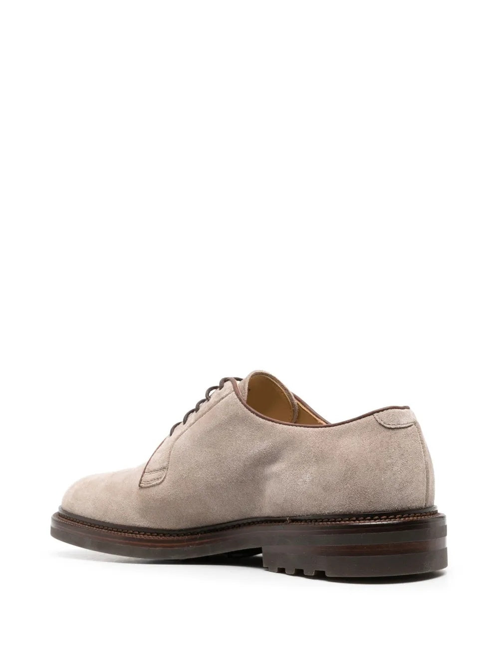 BRUNELLO CUCINELLI MEN'S BEIGE SUEDE LEATHER DERBY SHOE