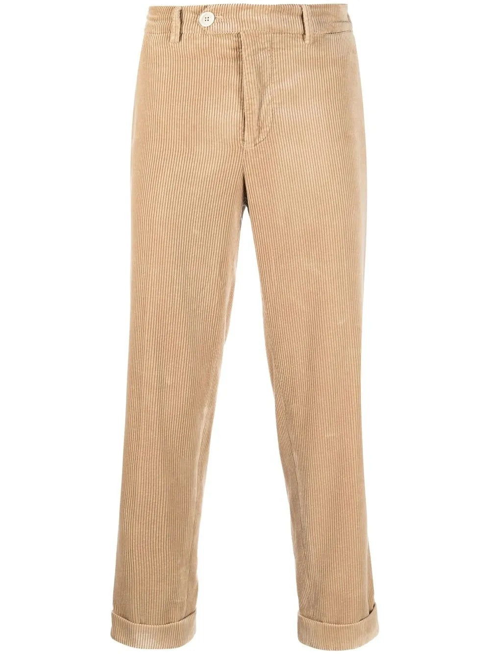 BRUNELLO CUCINELLI MEN'S BEIGE STRAIGHT CORDUROY TROUSERS