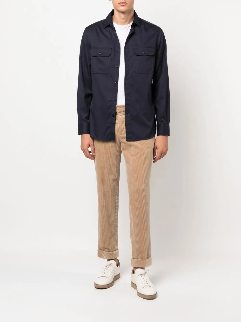BRUNELLO CUCINELLI MEN'S BEIGE STRAIGHT CORDUROY TROUSERS