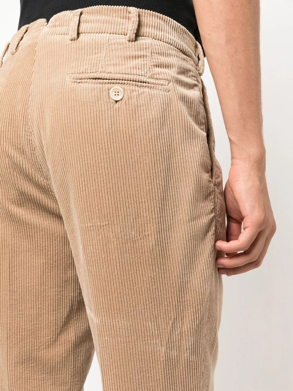 BRUNELLO CUCINELLI MEN'S BEIGE CORDUROY STRAIGHT-LEG TROUSERS