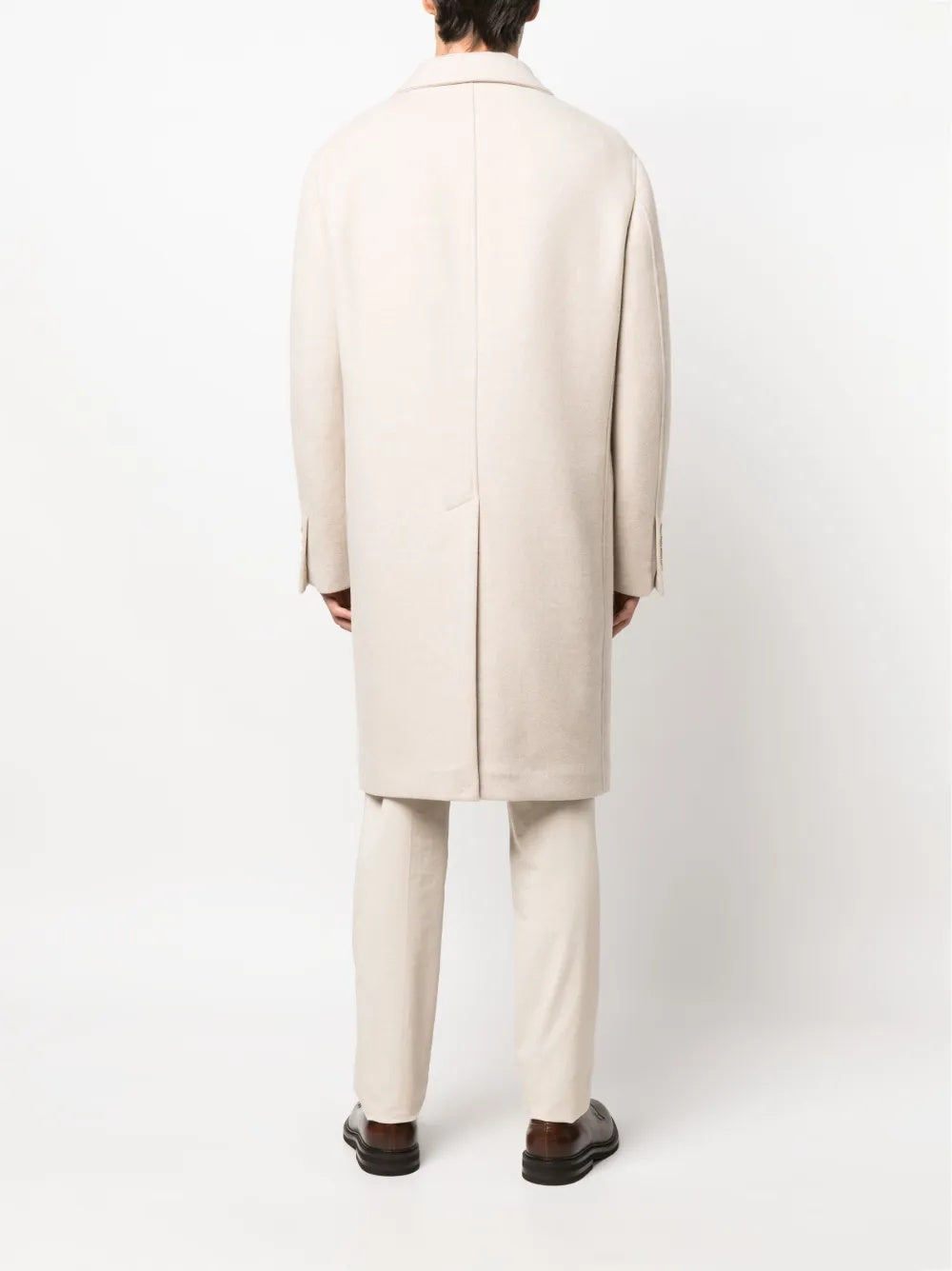 BRUNELLO CUCINELLI MEN'S OFF WHITE SINGLE BREASTED COAT