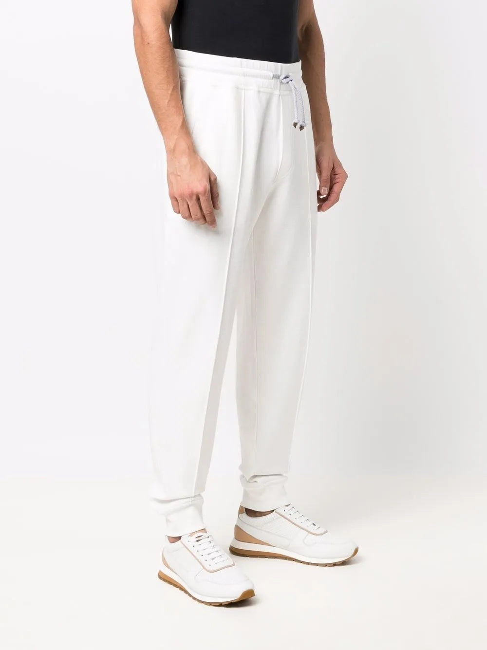 BRUNELLO CUCINELLI MEN'S OFF-WHITE DRAWSTRING JOGGER PANTS