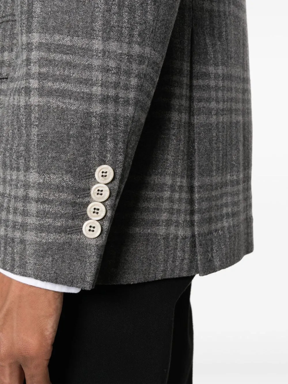 BRUNELLO CUCINELLI MEN'S GRAY PLAID TAILORED BLAZER